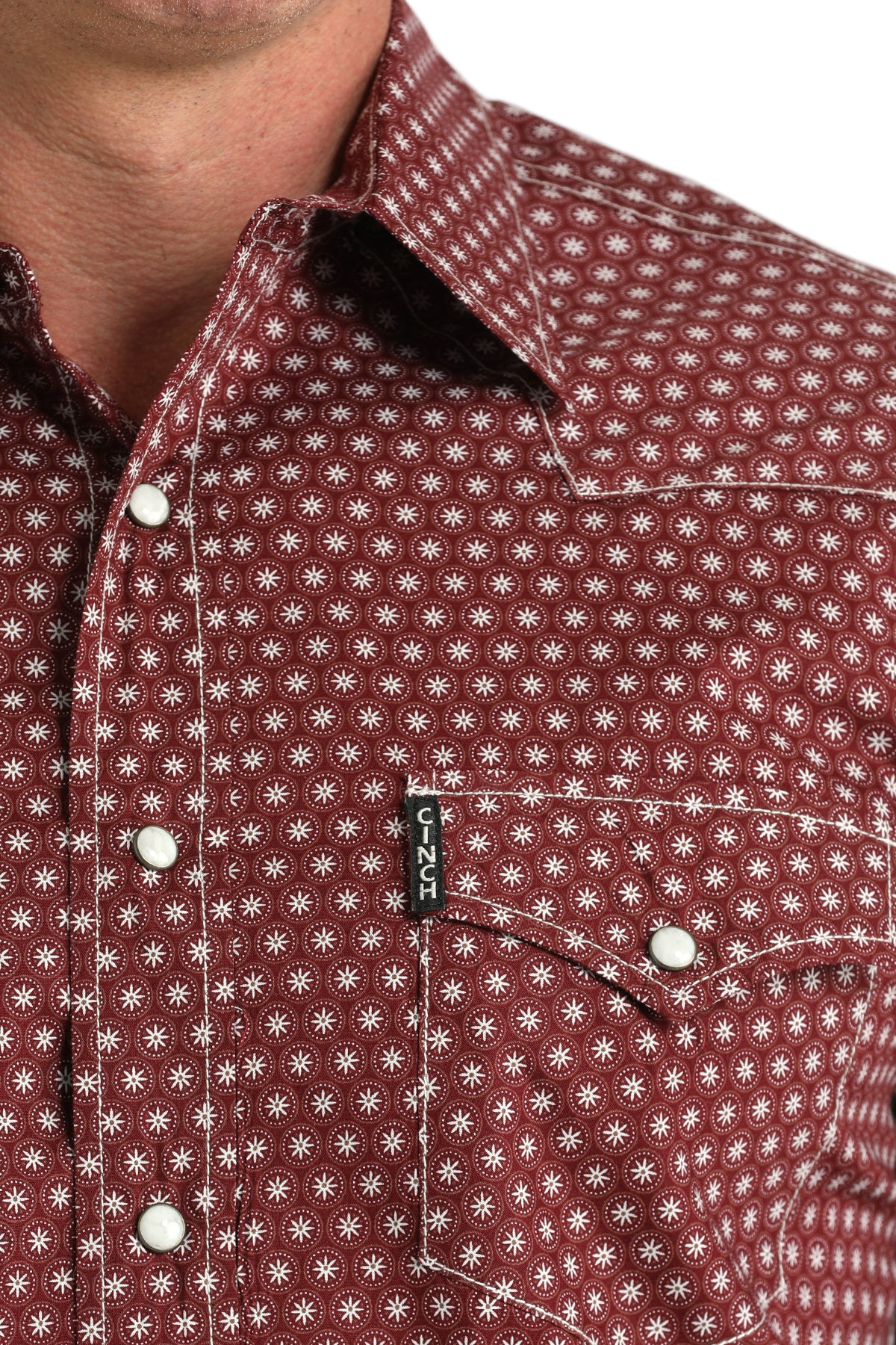 CINCH MEN'S PRINT WESTERN SHIRT - BURGUNDY**FINAL SALE**