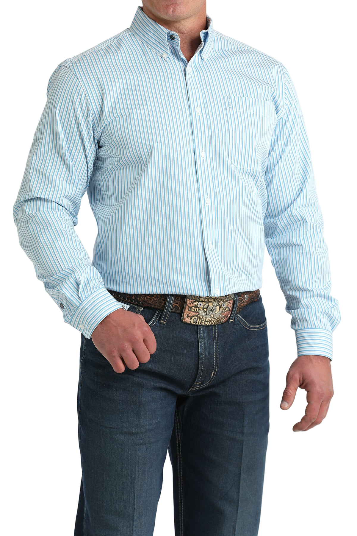 CINCH MEN'S STRIPE MODERN SHIRT - WHITE**FINAL SALE**