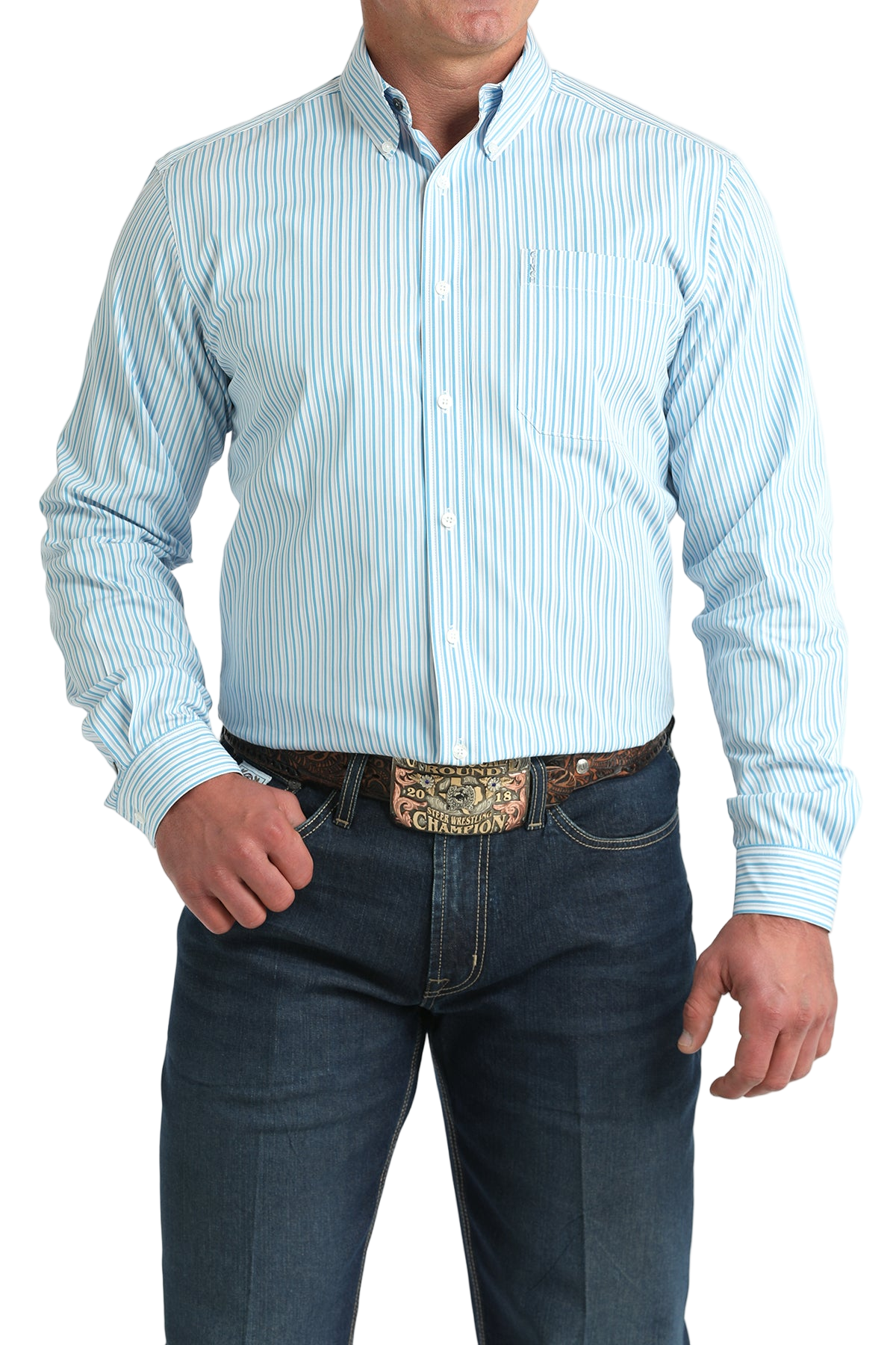 CINCH MEN'S STRIPE MODERN SHIRT - WHITE**FINAL SALE**