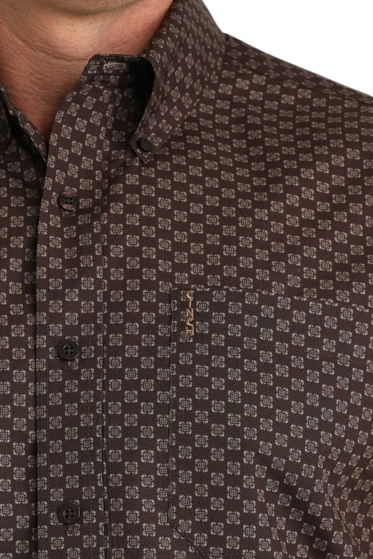 CINCH MENS LONG SLEEVE PRINT MODERN SHIRT - BROWN