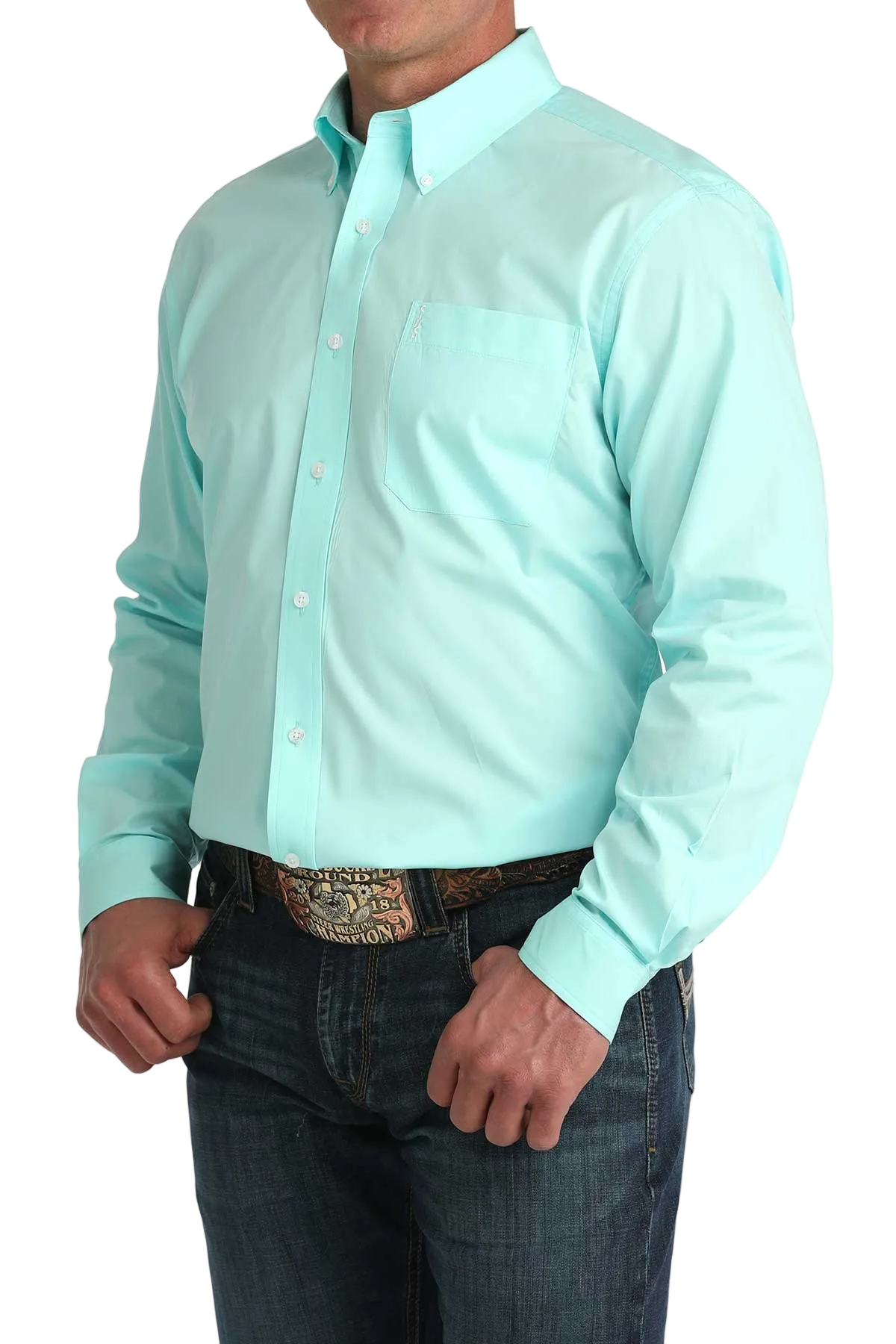 CINCH MENS LONG SLEEVE SOLID MODERN SHIRT - BLUE