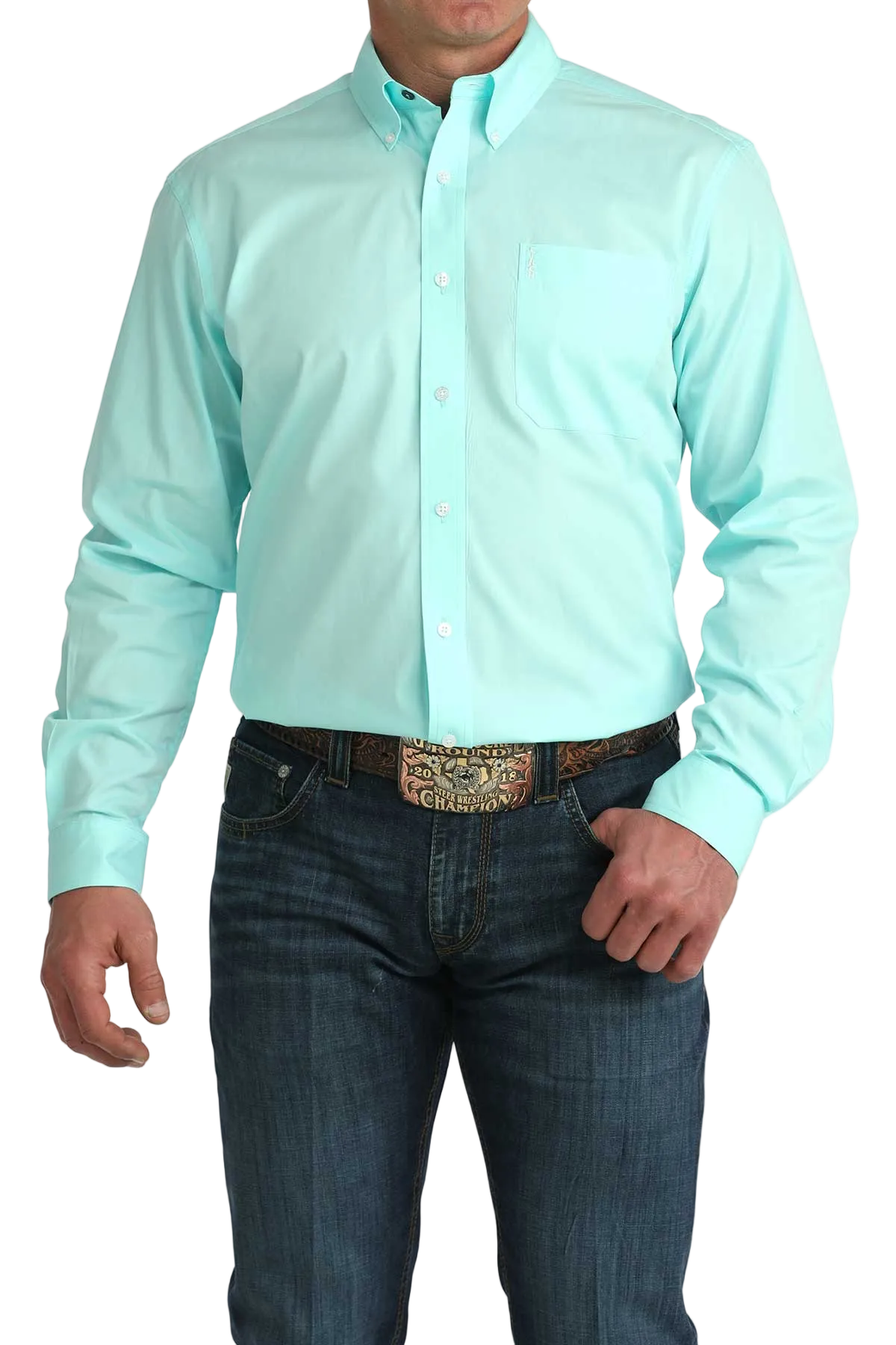 CINCH MENS LONG SLEEVE SOLID MODERN SHIRT - BLUE