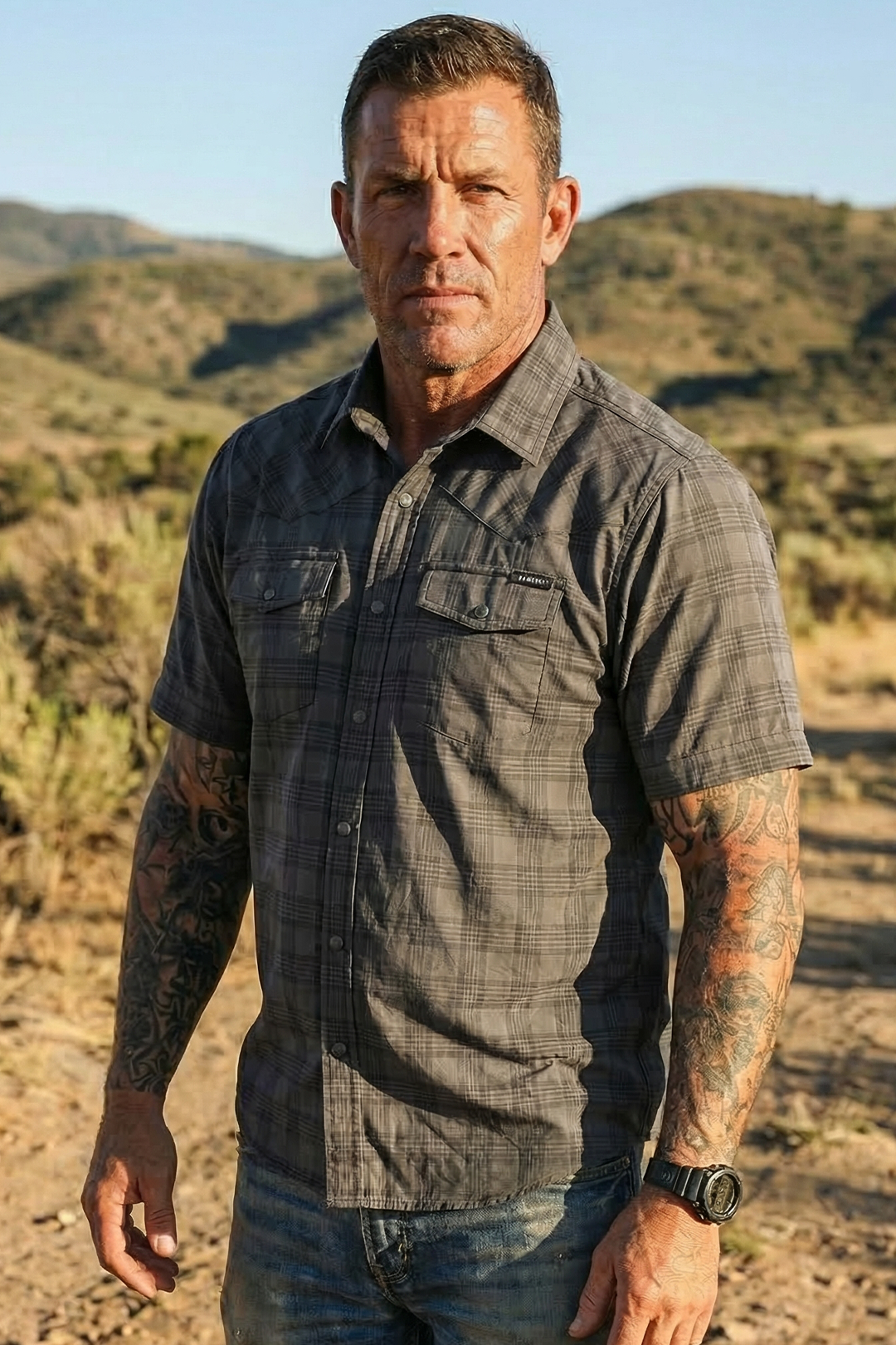 CINCH MENS SHORT SLEEVE CAMP SHIRT - BLACK