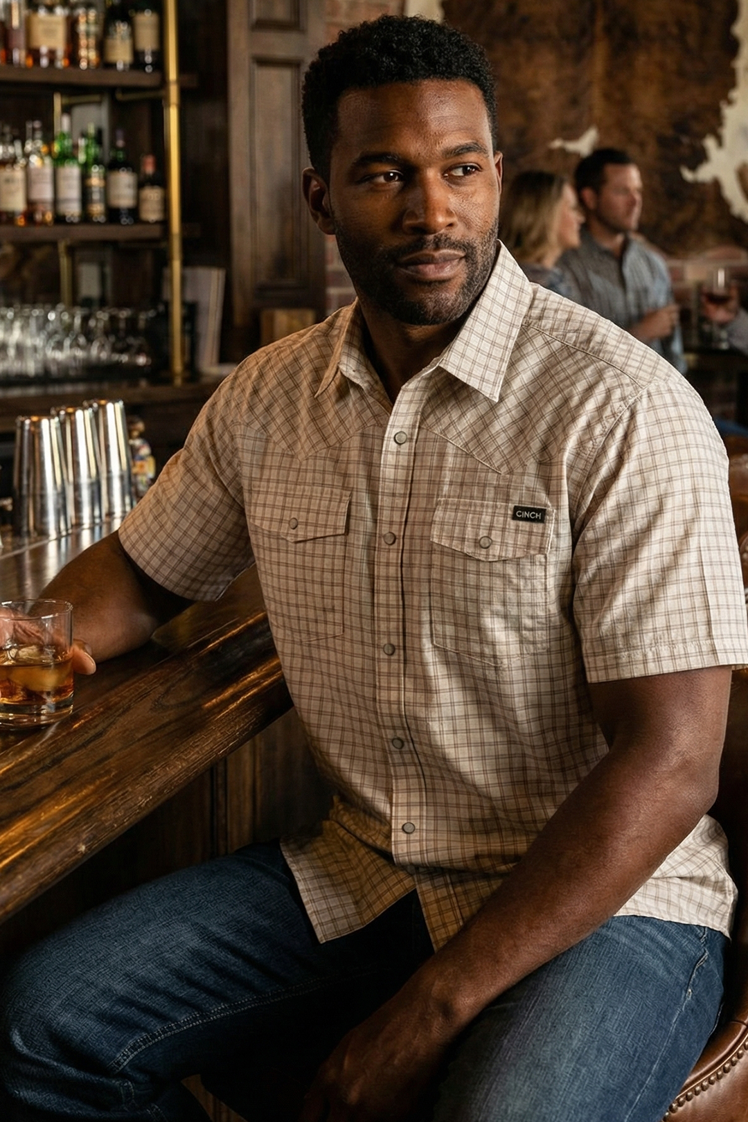 CINCH MENS SHORT SLEEVE CAMP SHIRT - WHITE