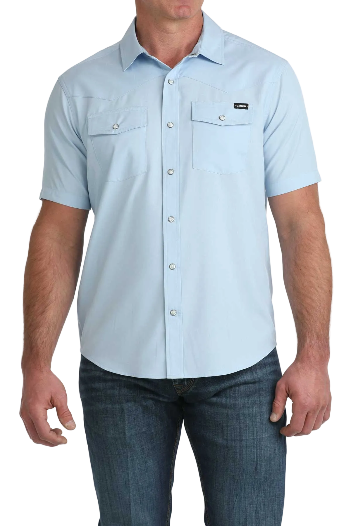 CINCH MENS SHORT SLEEVE CAMP SHIRT - BLUE