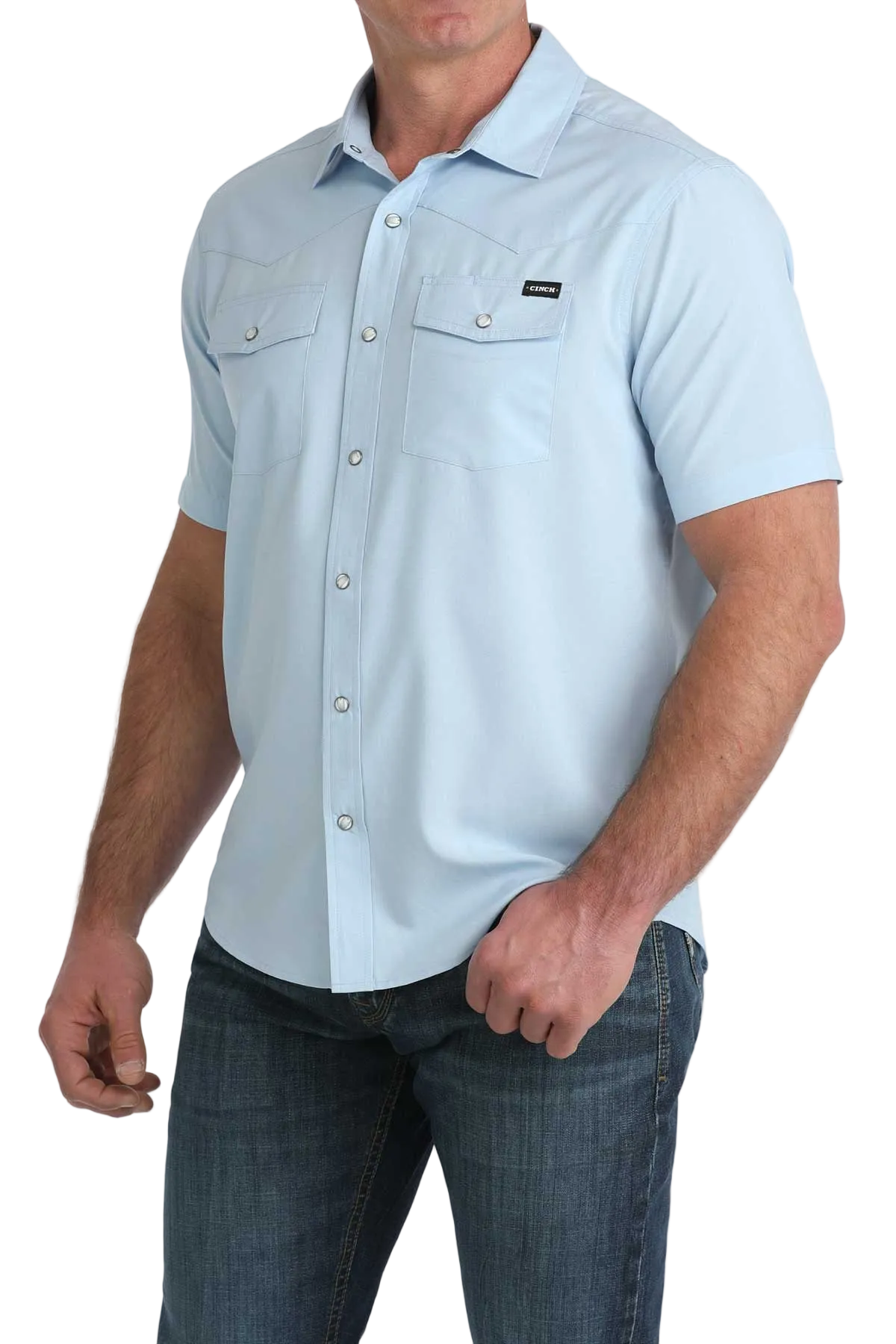 CINCH MENS SHORT SLEEVE CAMP SHIRT - BLUE