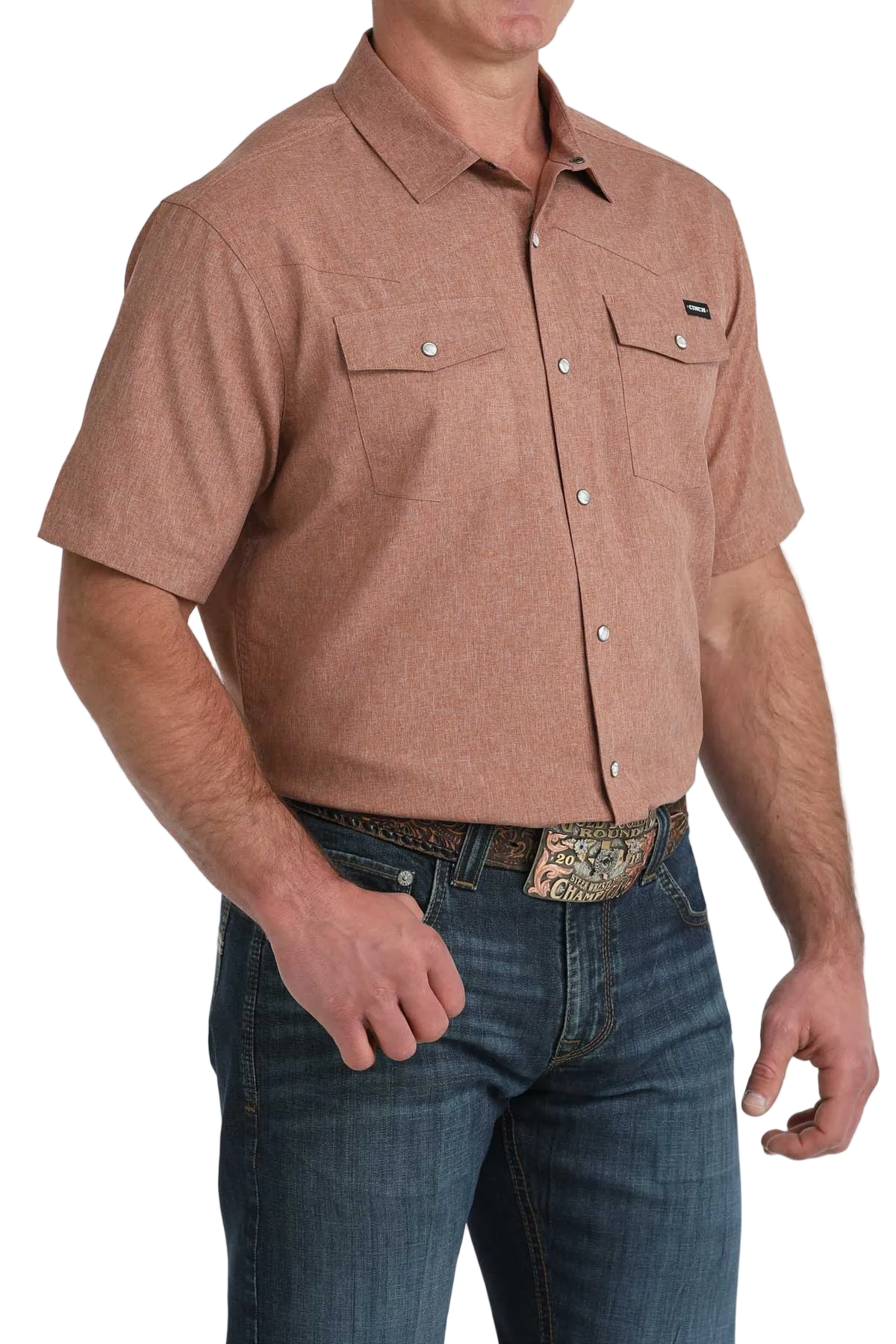 CINCH MENS SHORT SLEEVE CAMP SHIRT - BROWN