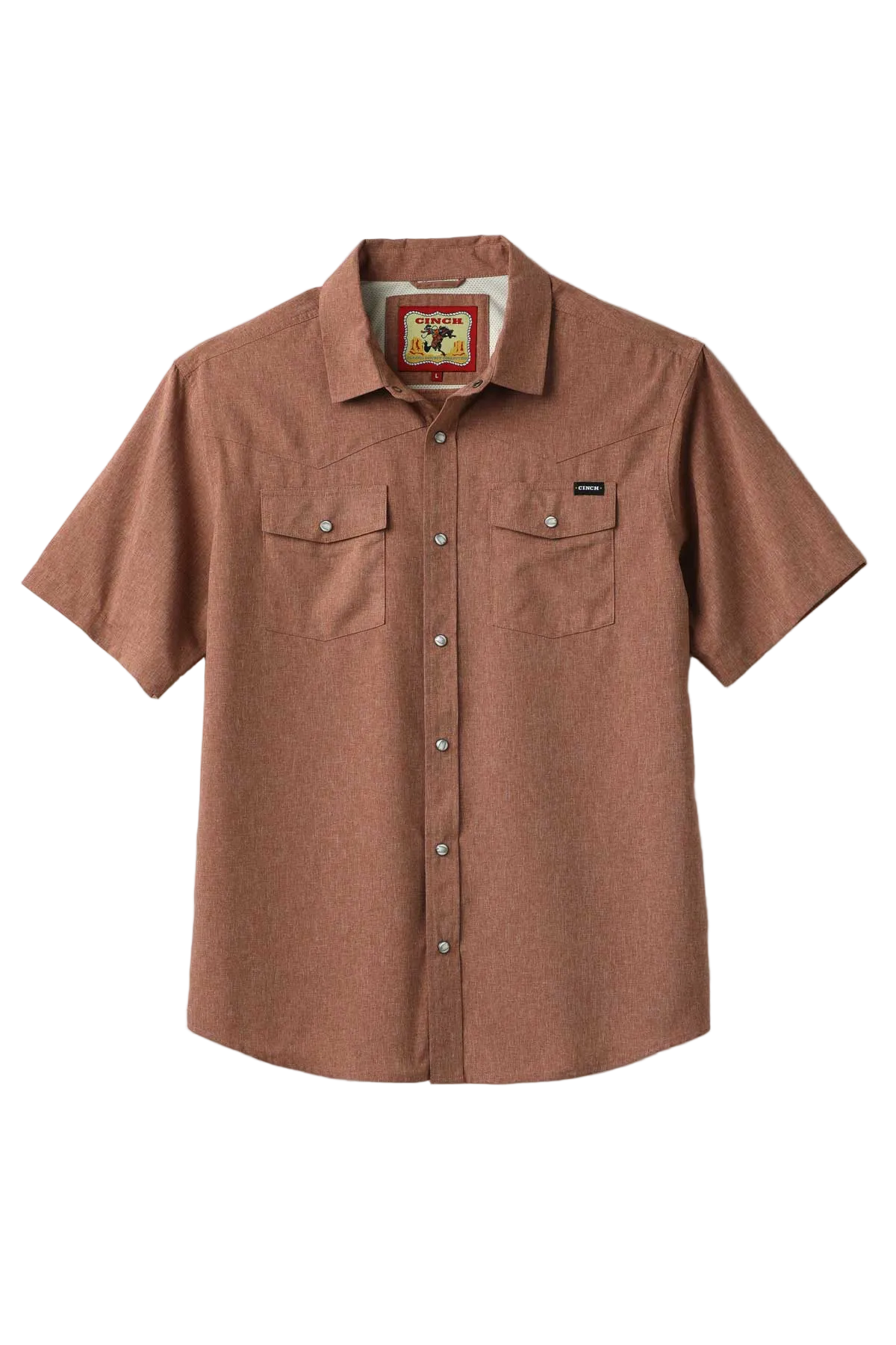 CINCH MENS SHORT SLEEVE CAMP SHIRT - BROWN