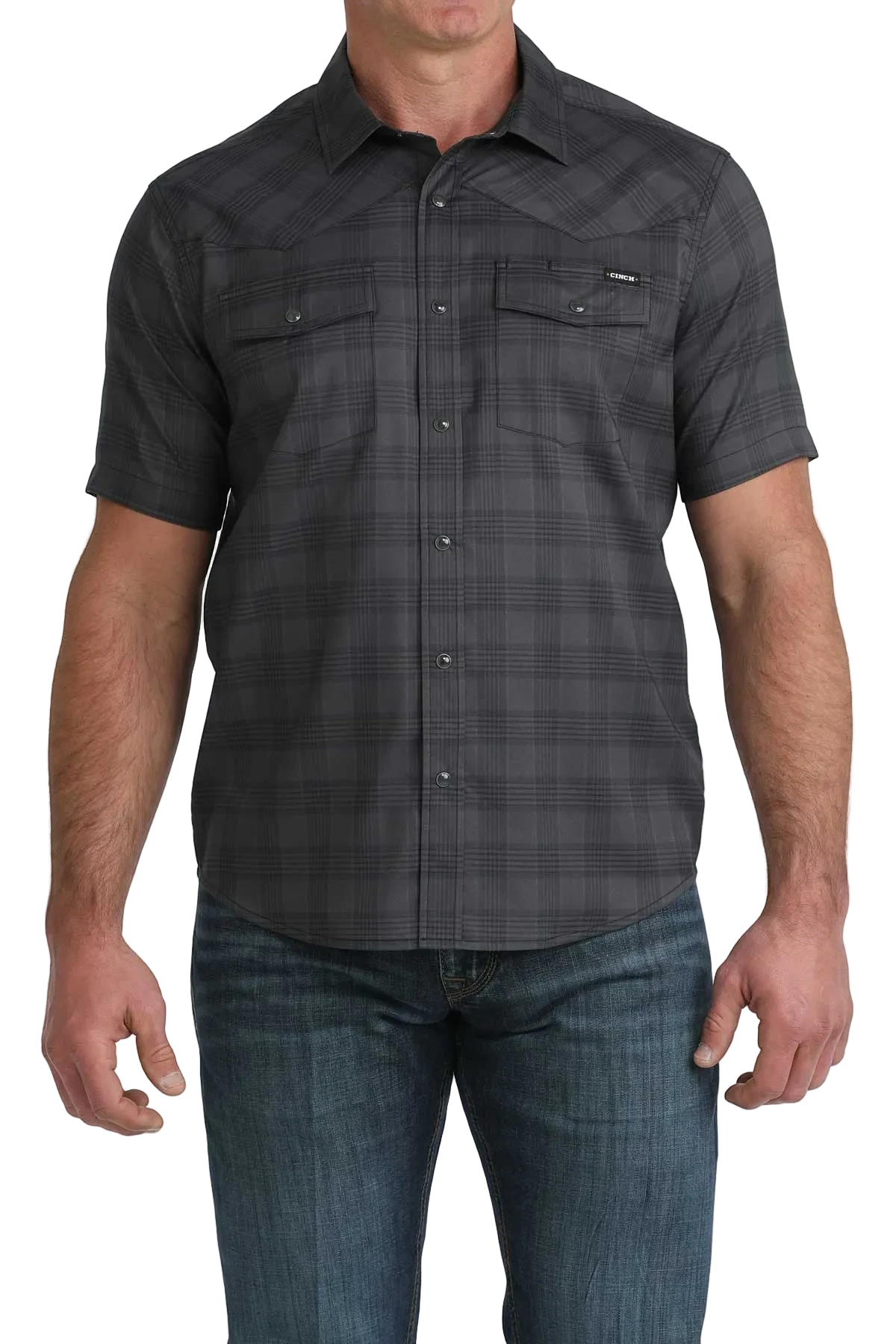CINCH MENS SHORT SLEEVE CAMP SHIRT - BLACK