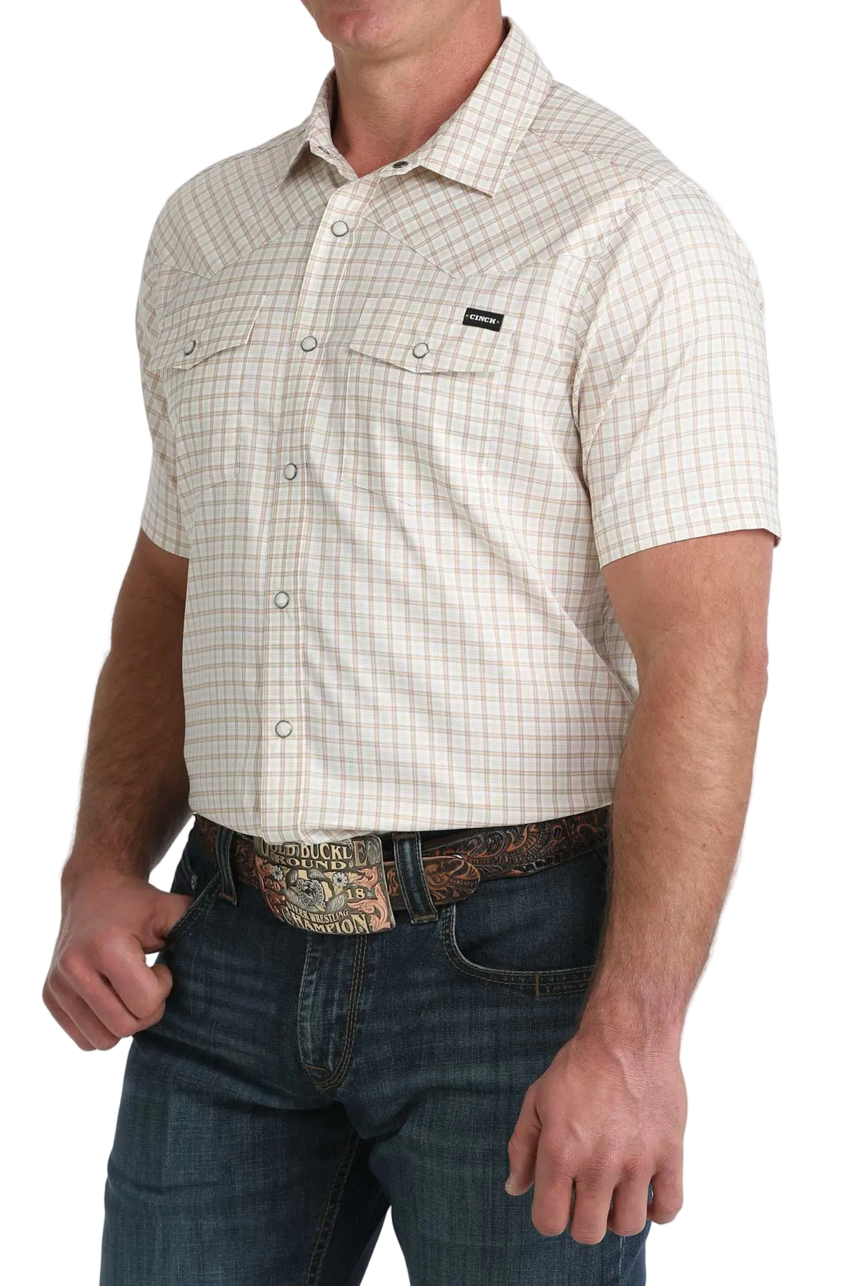 CINCH MENS SHORT SLEEVE CAMP SHIRT - WHITE