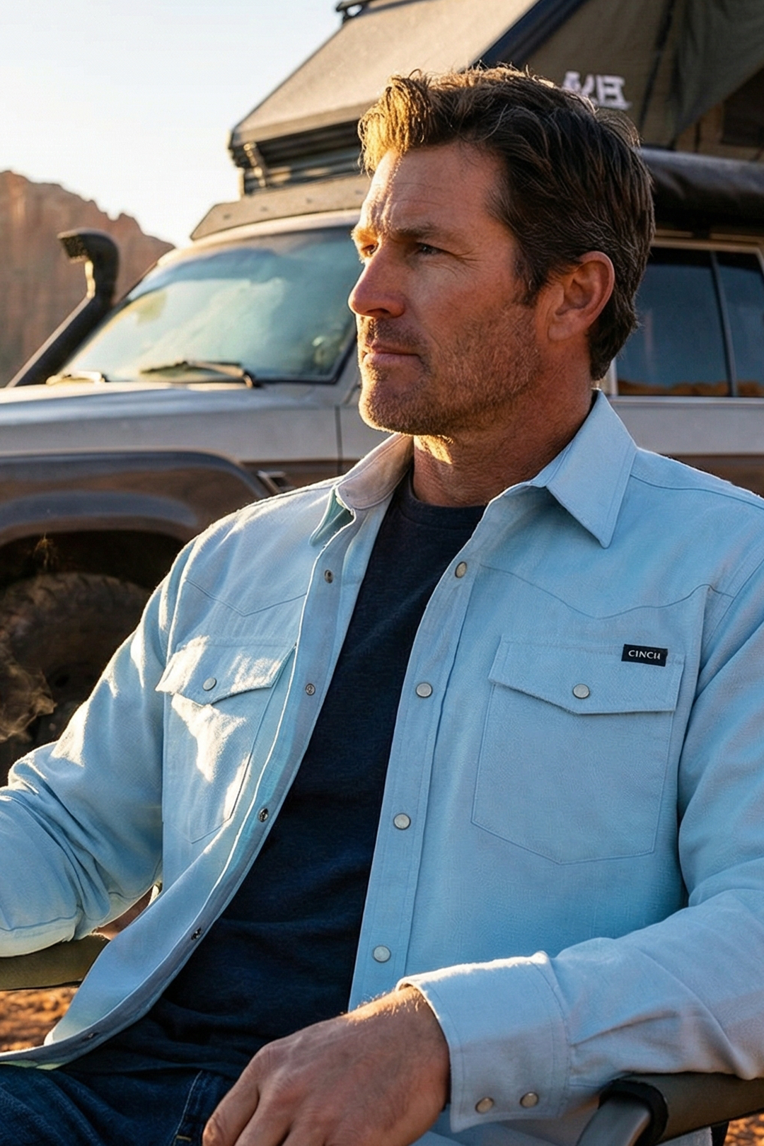 CINCH MENS CAMP SHIRT - BLUE