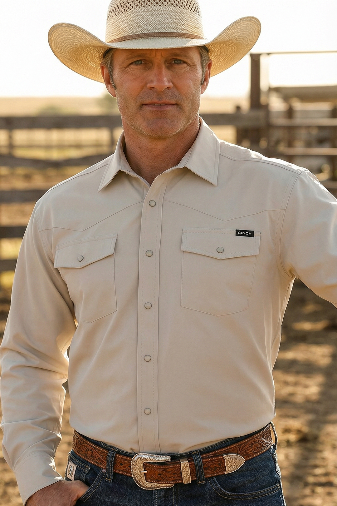 CINCH MENS CAMP SHIRT - KHAKI