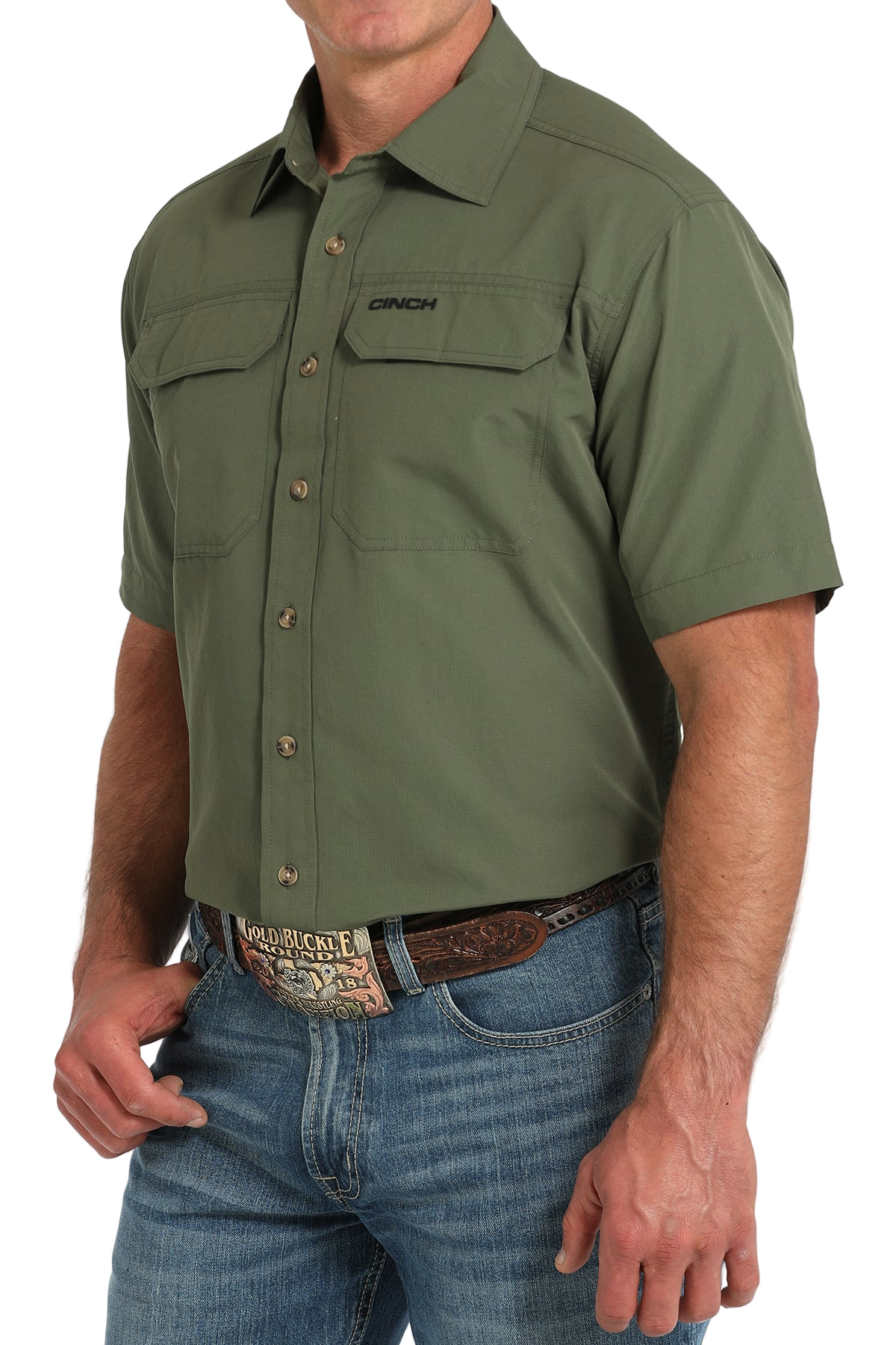 CINCH MEN'S ARENAFLEX SHIRT - OLIVE