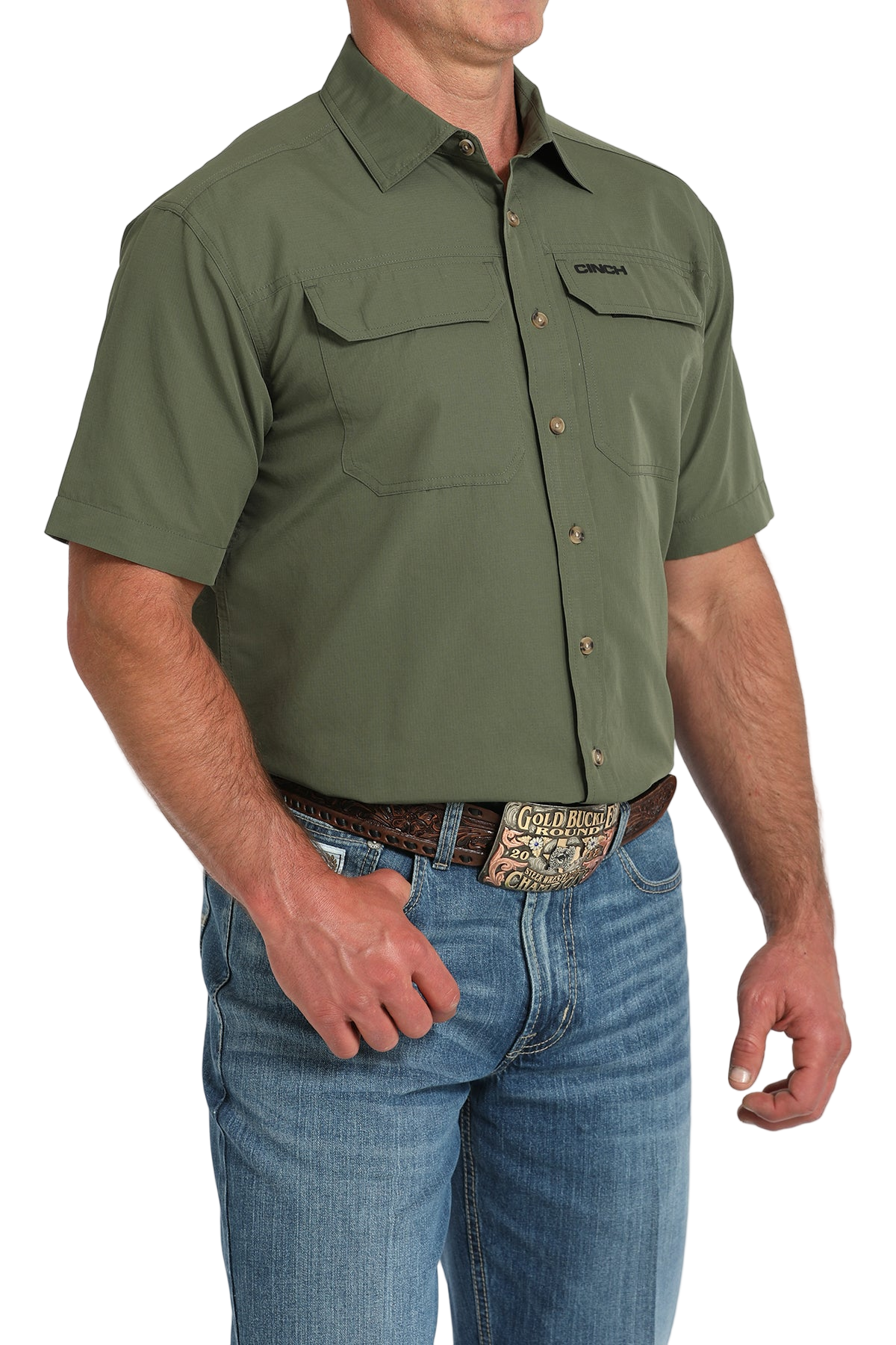 CINCH MEN'S ARENAFLEX SHIRT - OLIVE