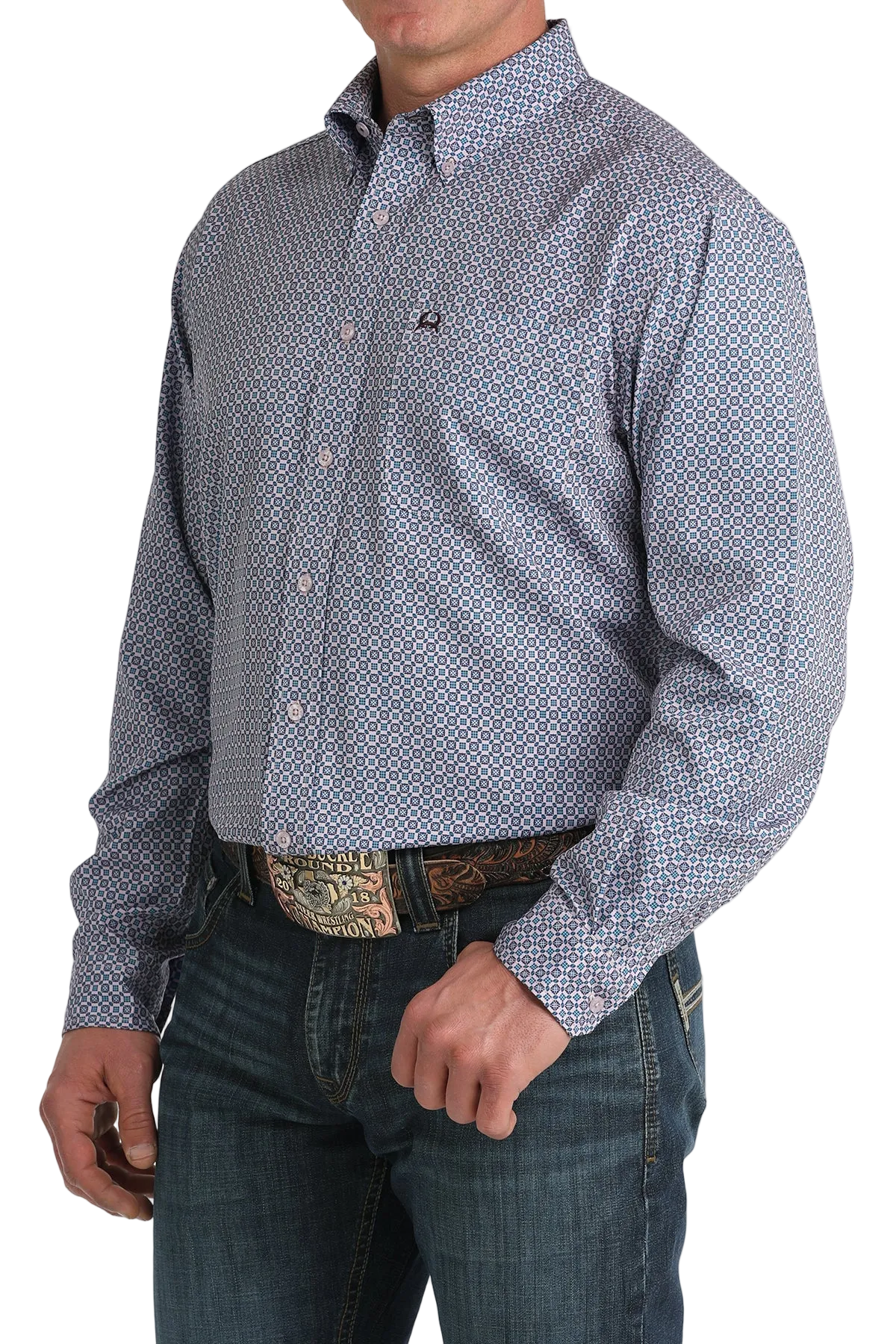 CINCH MENS LONG SLEEVE PRINT ARENAFLEX SHIRT - PURPLE