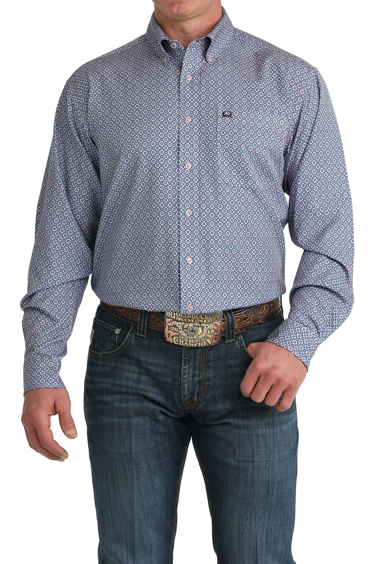 CINCH MENS LONG SLEEVE PRINT ARENAFLEX SHIRT - PURPLE
