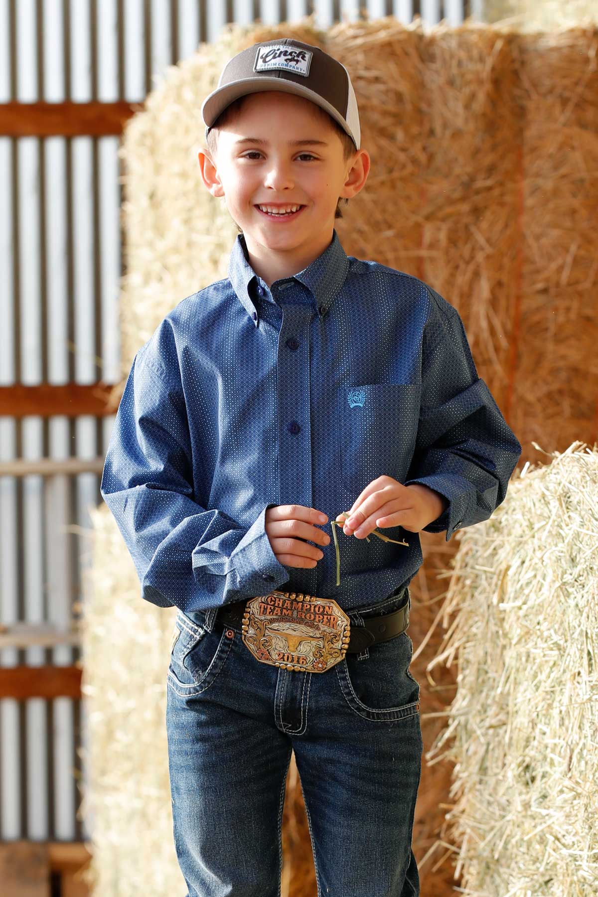 CINCH BOYS PRINT SHIRT - BLUE