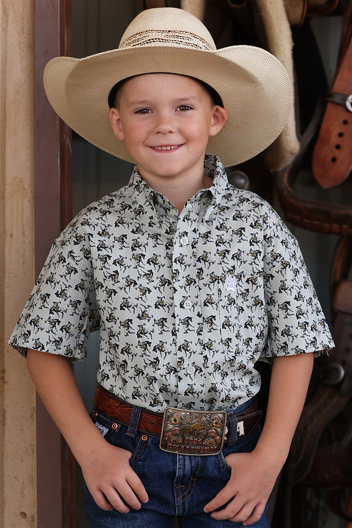CINCH BOYS SHORT SLEEVE PRINT - GRAY