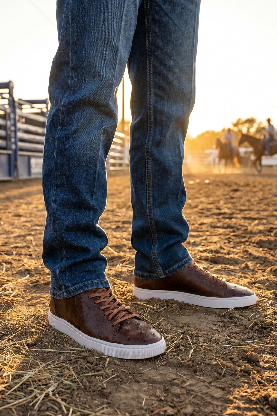 Go West Supply The McCrae Leather Sneaker - Cognac Ostrich