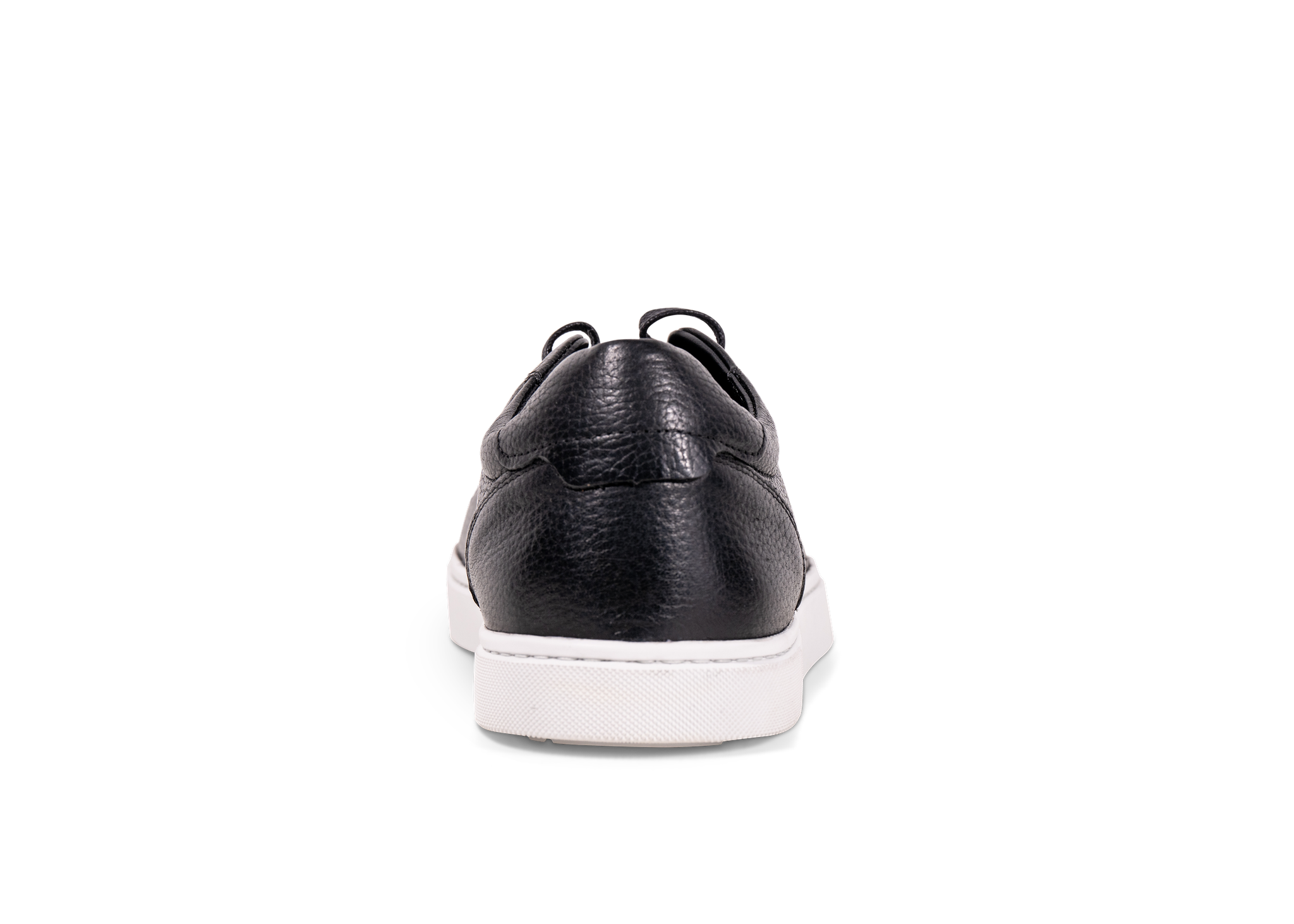 Go West Supply black leather sneaker with a white sole on a white background