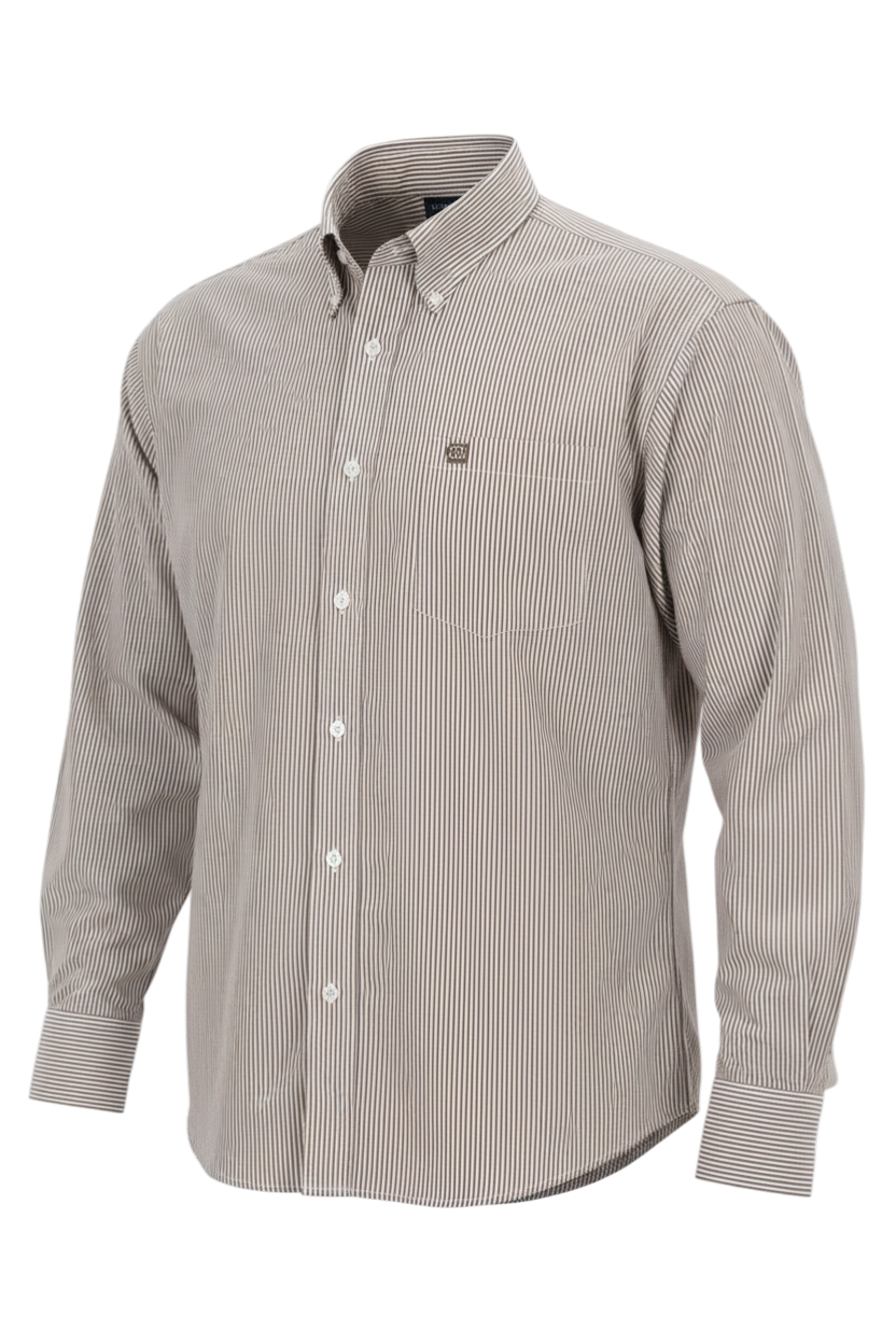 CINCH MEN'S TENCEL STRIPE SHIRT - KHAKI