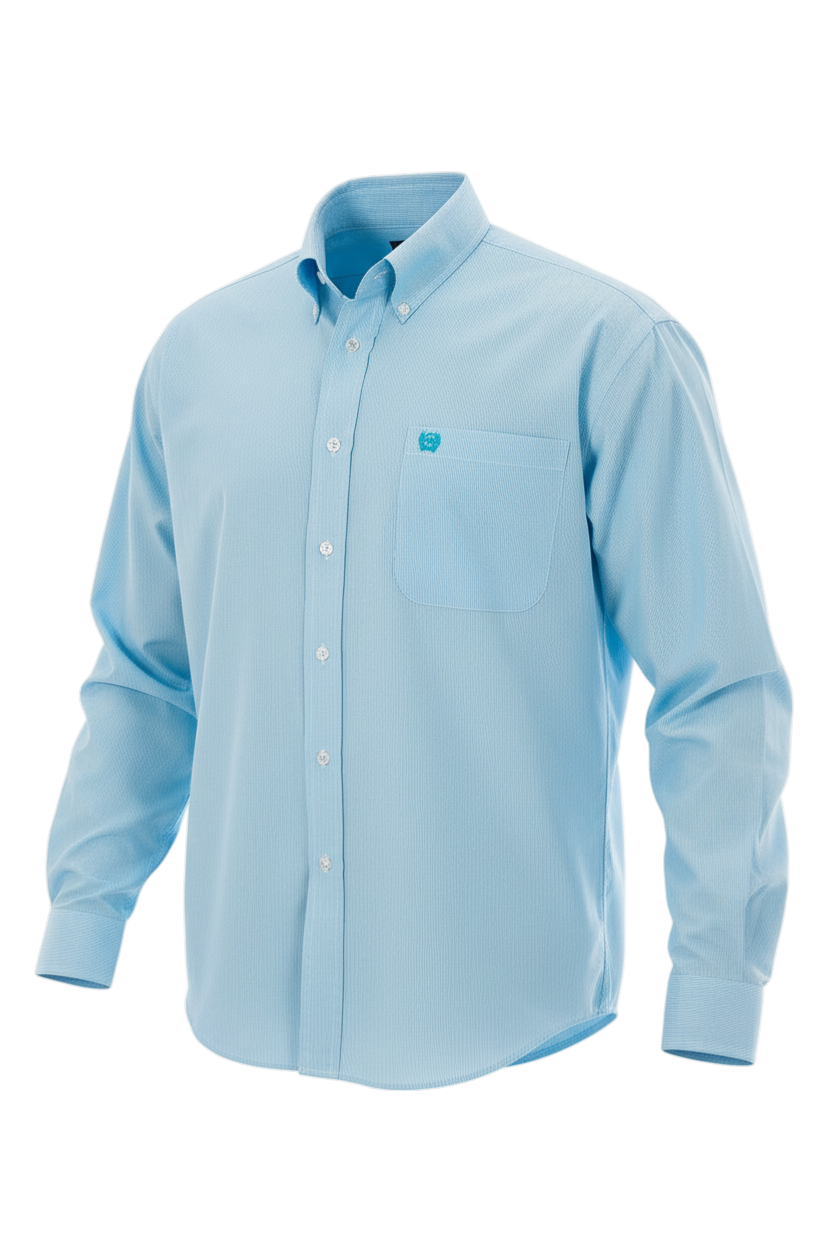 CINCH MEN'S TENCEL STRIPE SHIRT - LIGHT BLUE