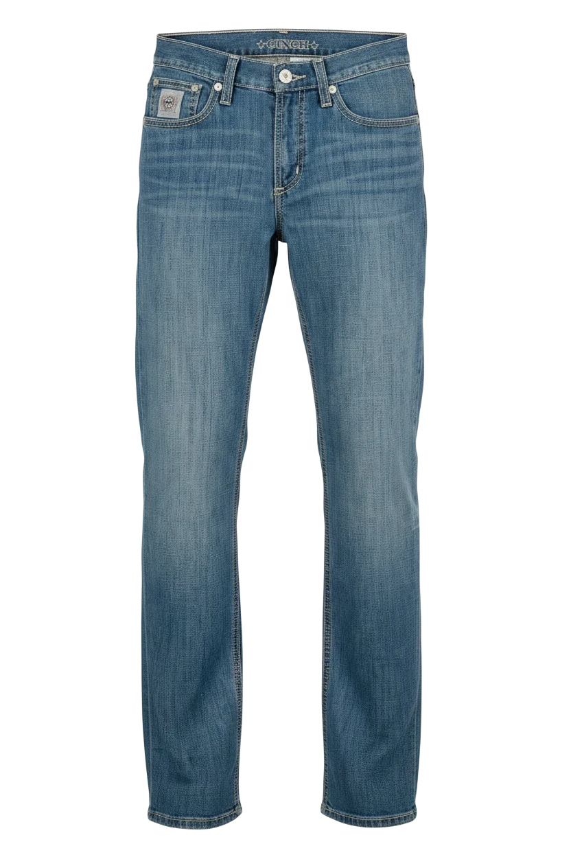 Go West Supply Men's Cinch Silver Label rigid medium wash denim jeans with classic fit and five-pocket styling.