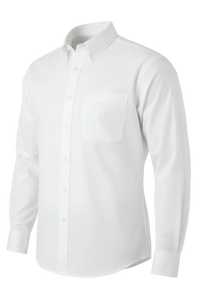 Go West Supply Men's white 100% cotton long-sleeve button-down Western shirt with chest pocket and fuller body fit.