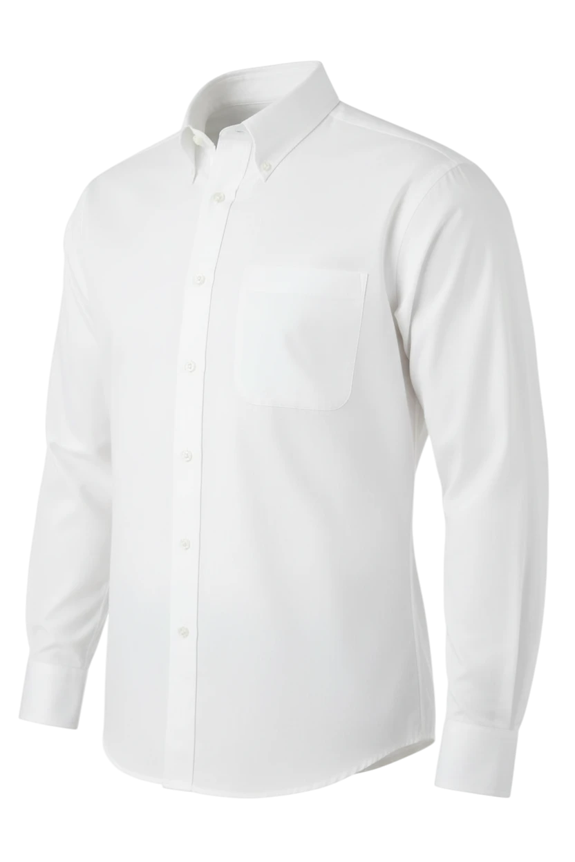 Go West Supply Men's white 100% cotton long-sleeve button-down Western shirt with chest pocket and fuller body fit.