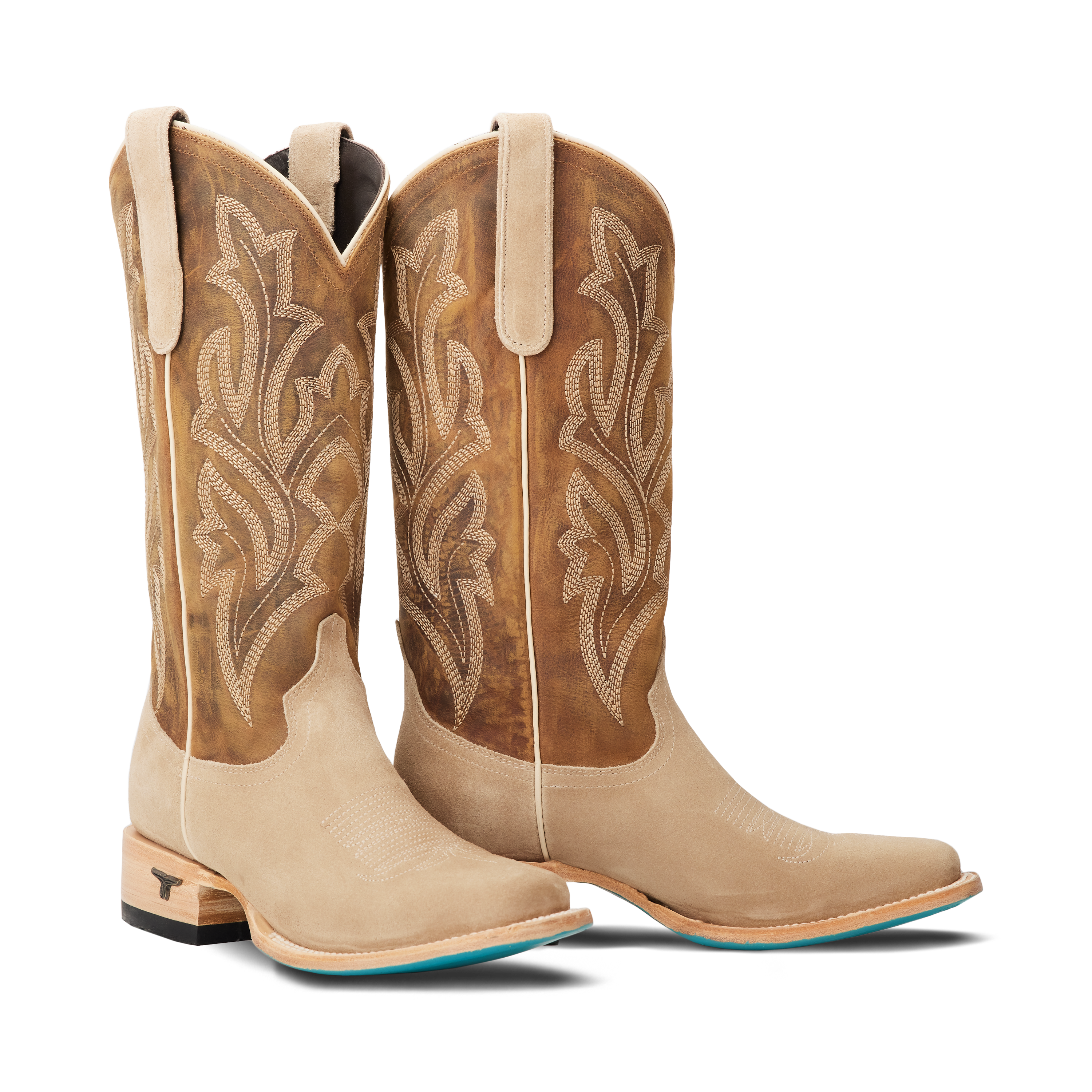 Lane Classic Square Boot - Latte Suede and Burnt Caramel