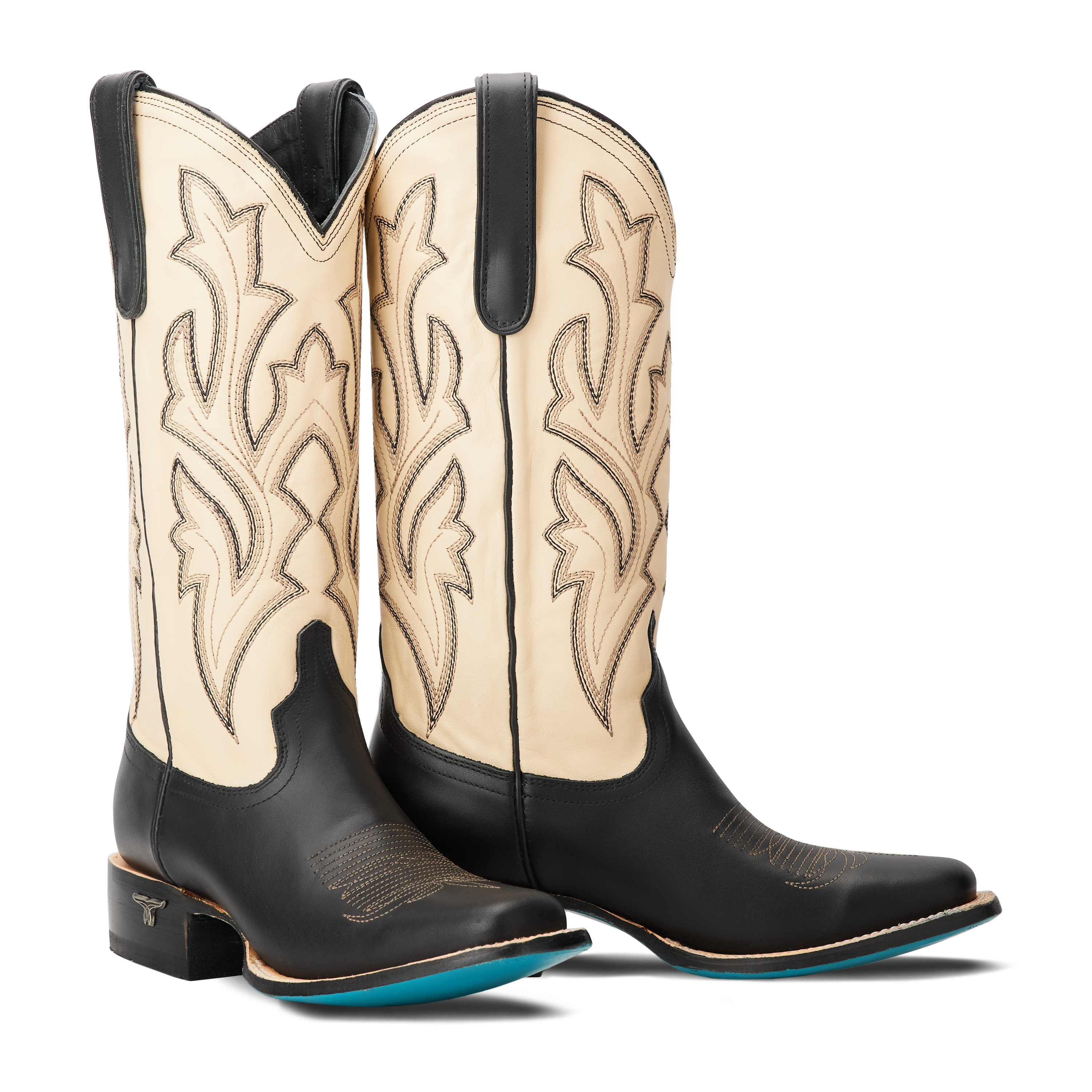 Lane Classic Square Boot - Jet Black and Pale Ivory