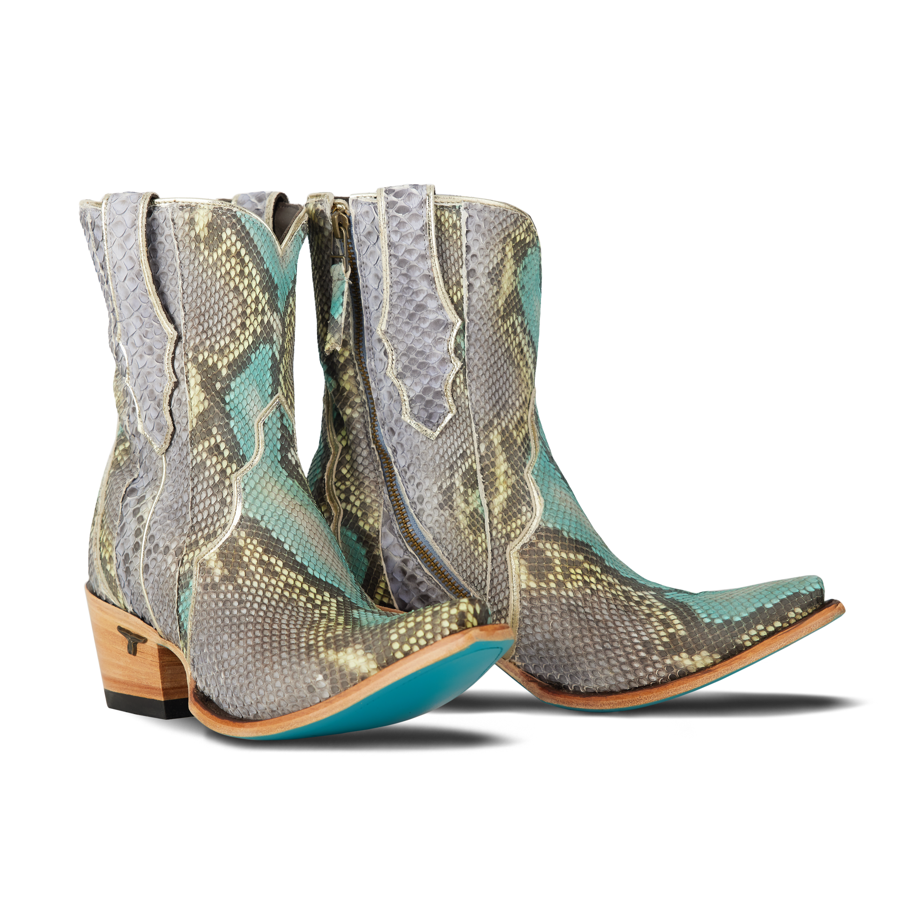 Lane Vickson Exotic Bootie - Blue Watercolor