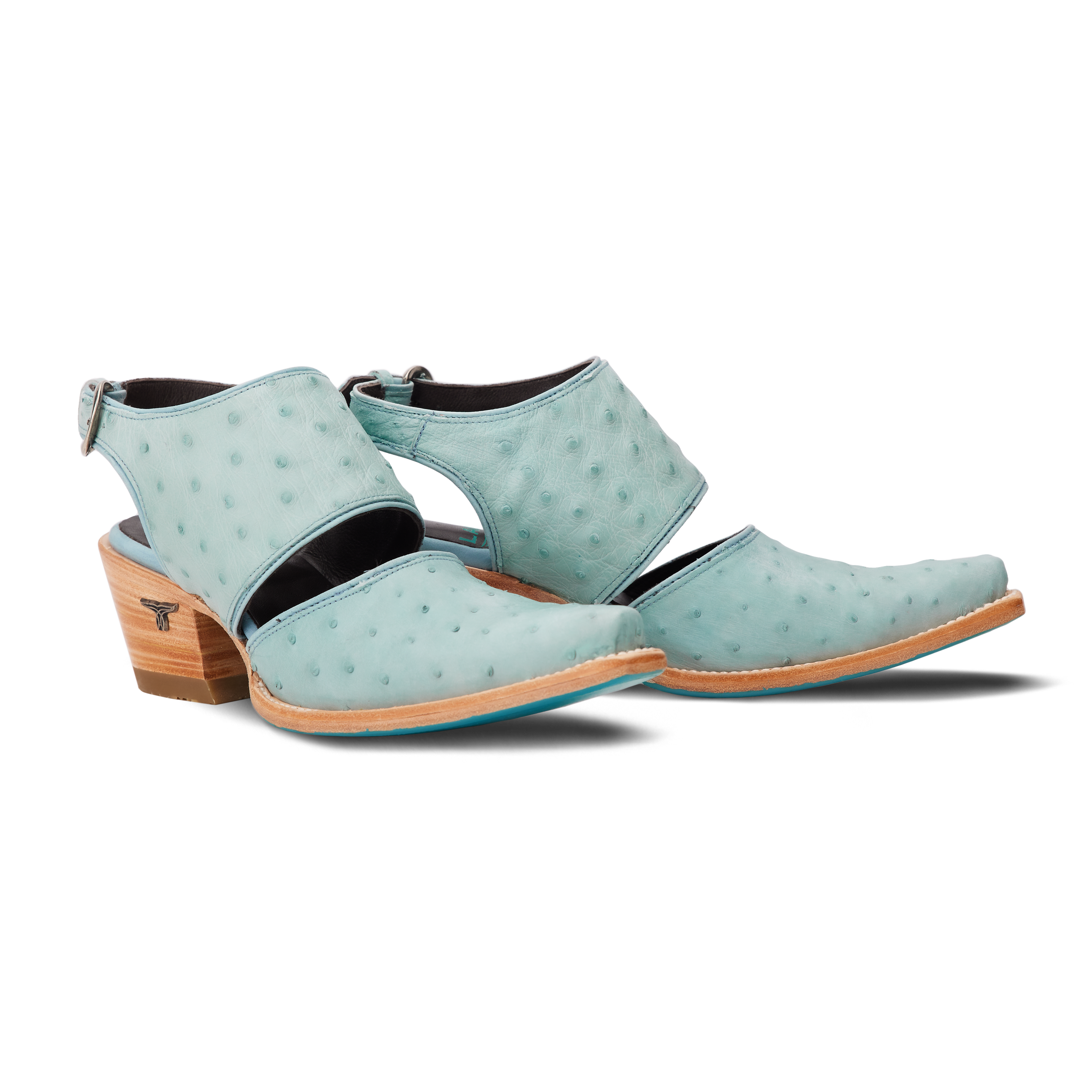 Lane Plain Jane Slingback Mule - Powder Blue Ostrich