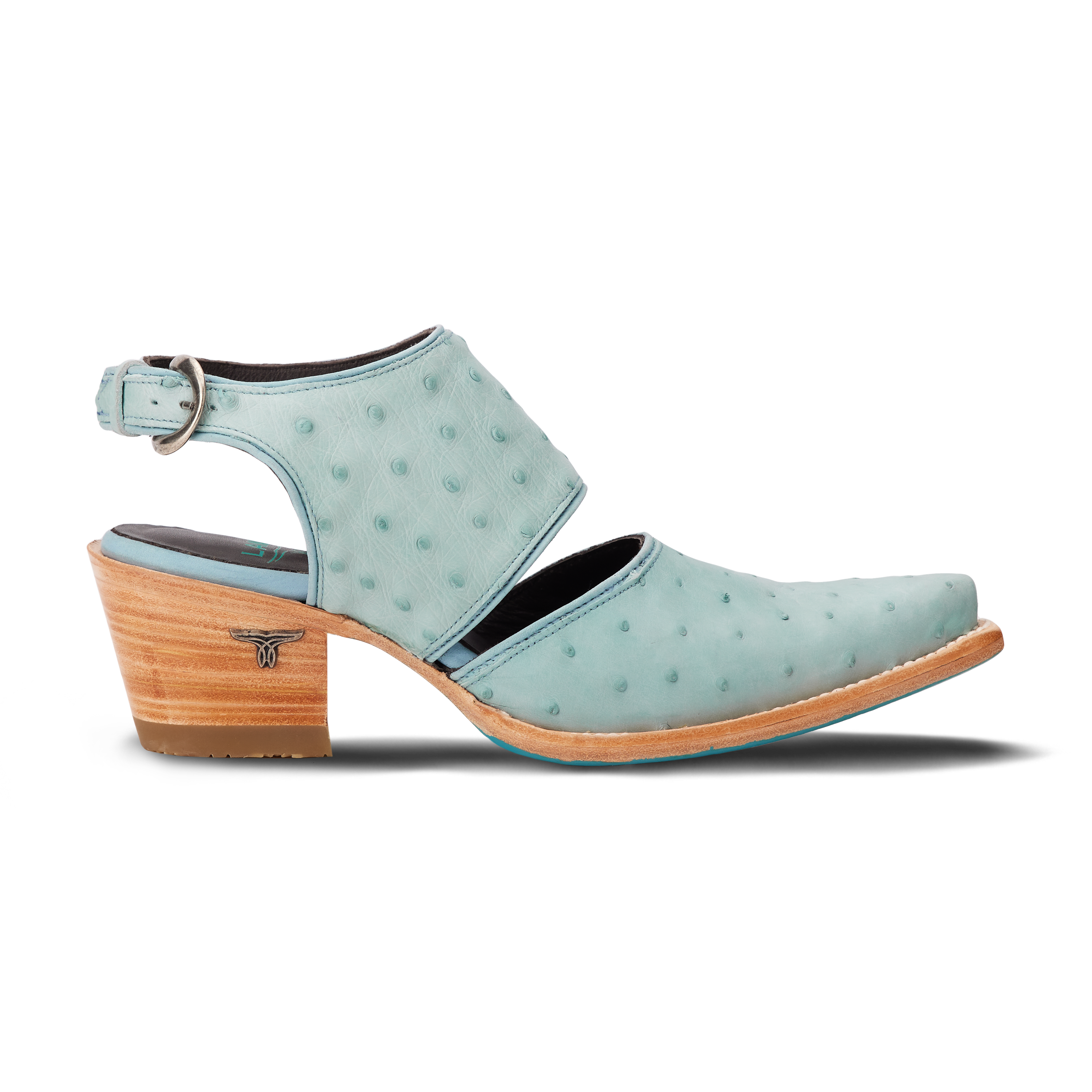 Lane Plain Jane Slingback Mule - Powder Blue Ostrich