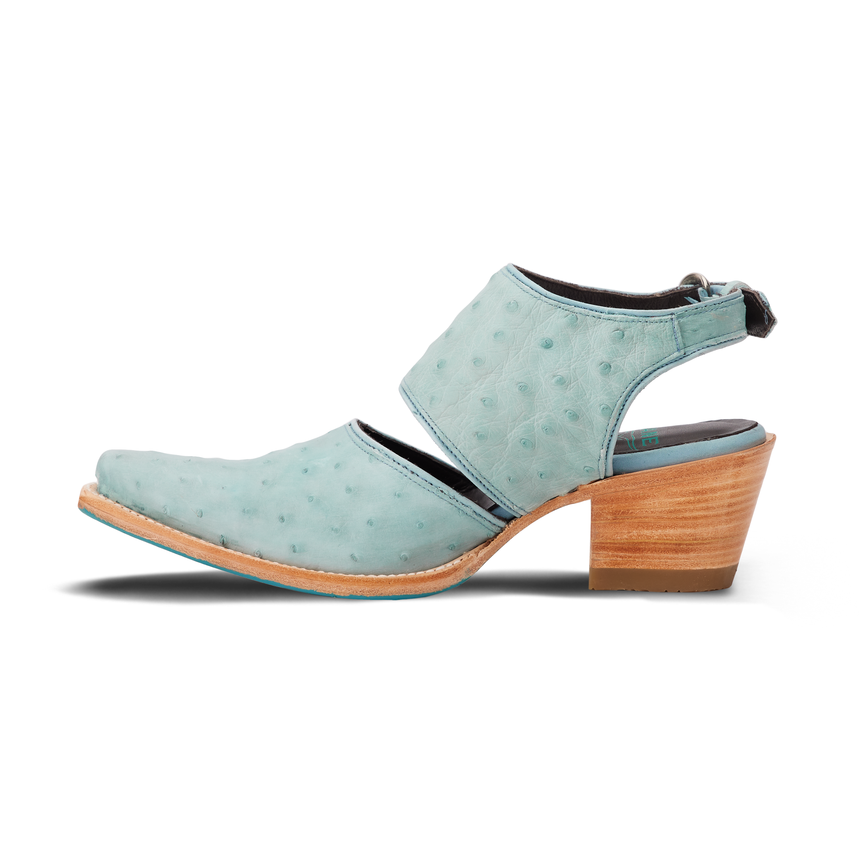 Lane Plain Jane Slingback Mule - Powder Blue Ostrich