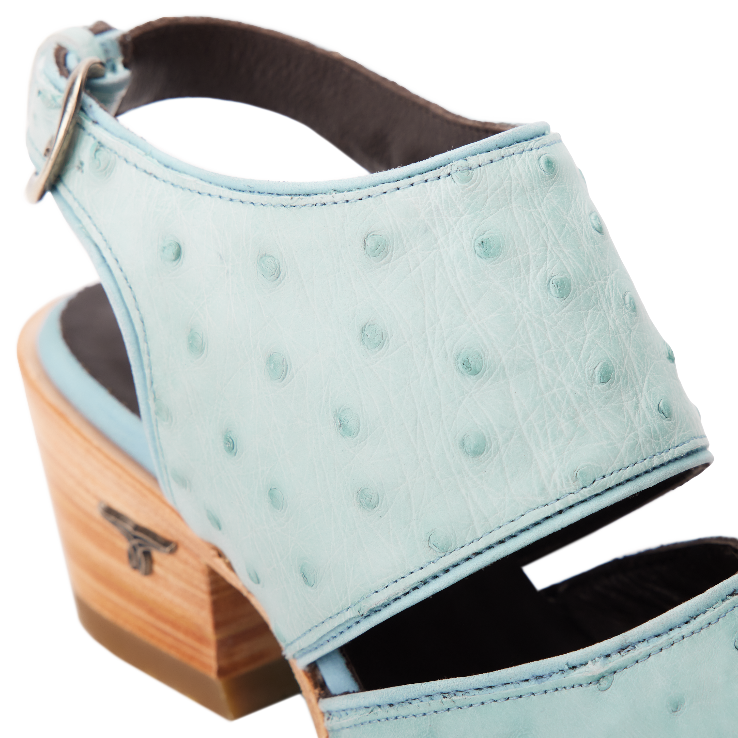 Lane Plain Jane Slingback Mule - Powder Blue Ostrich