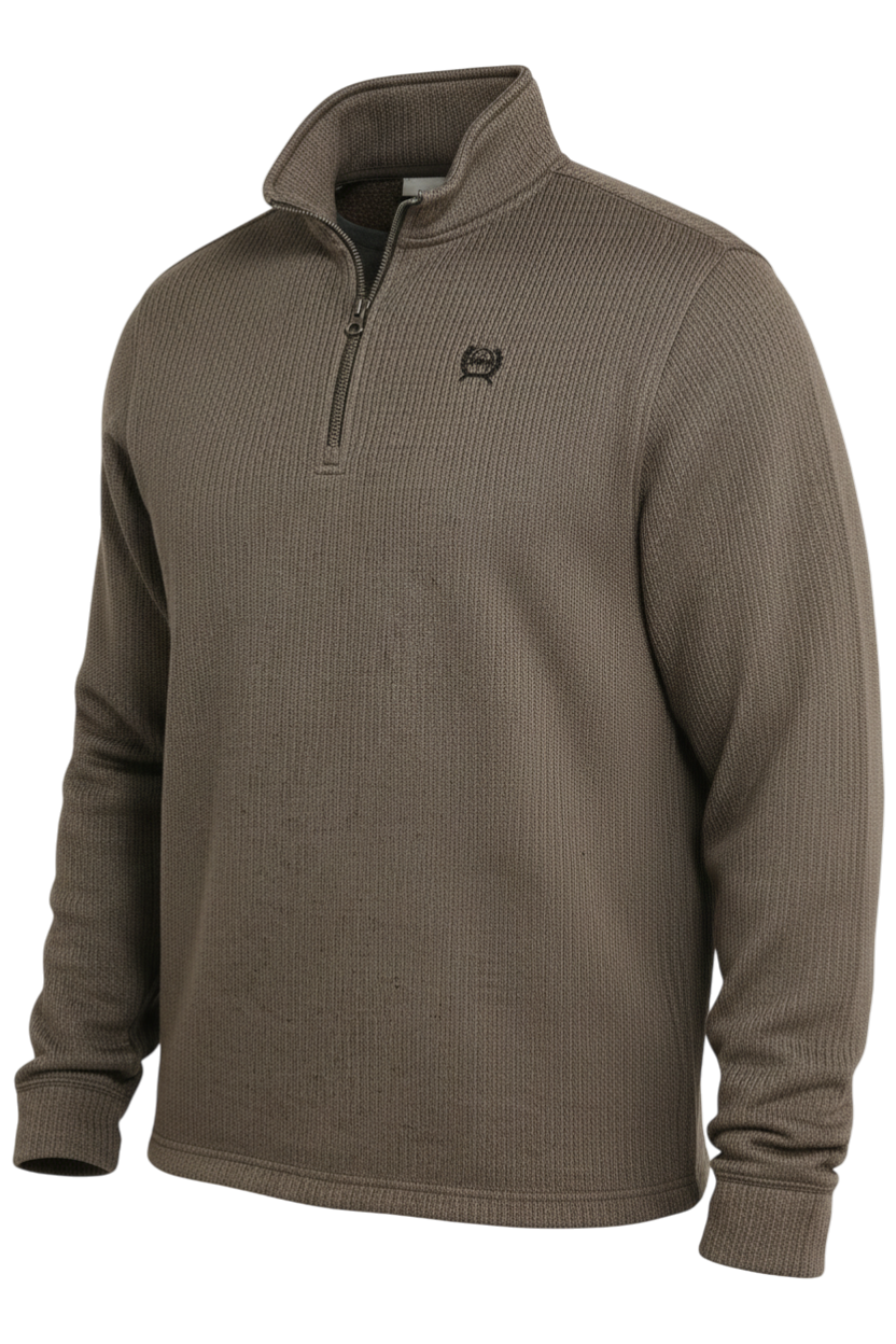 CINCH MEN'S 1/4 ZIP SWEATER - BROWN