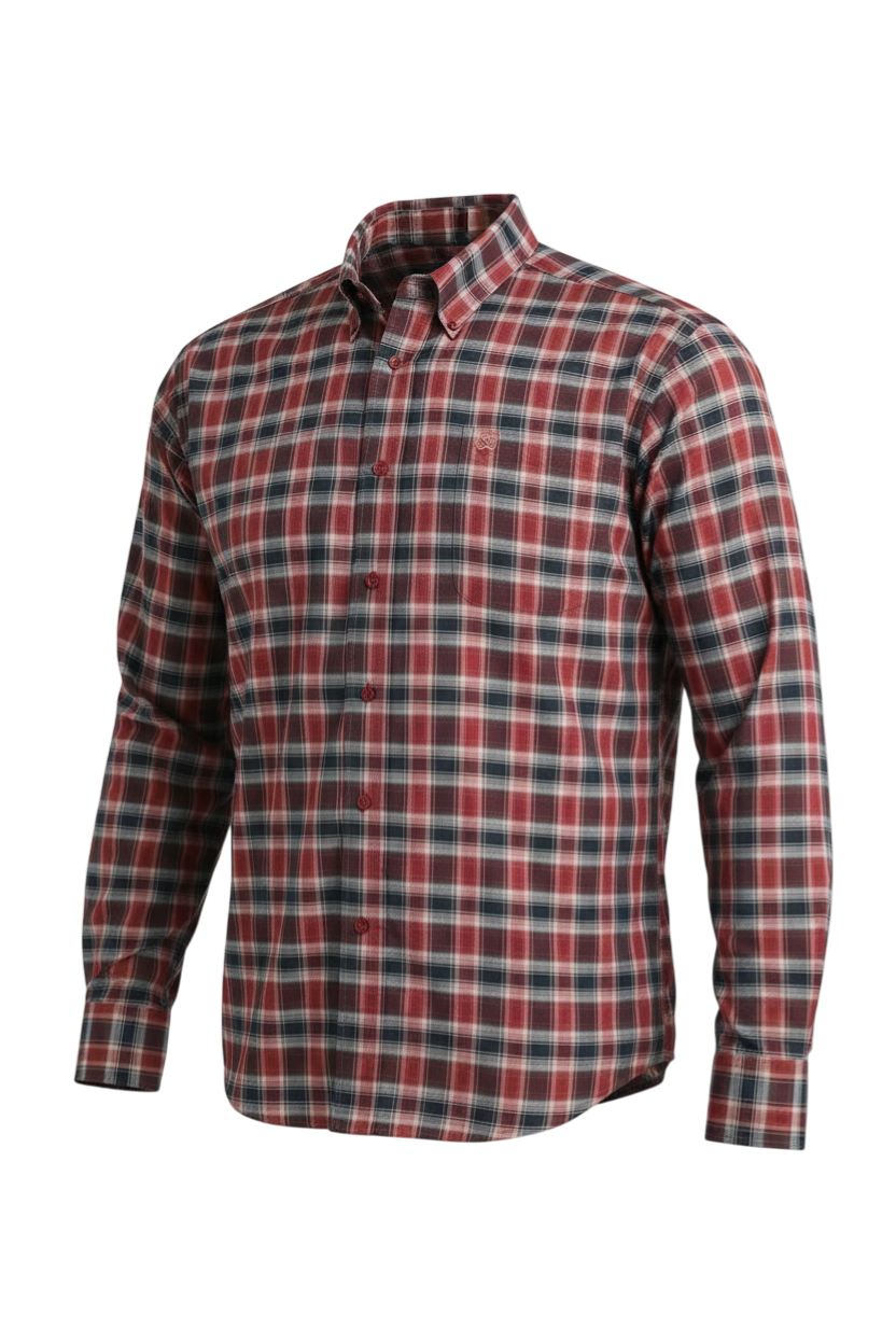 CINCH MEN'S PLAID SHIRT - BURGUNDY**FINAL SALE**