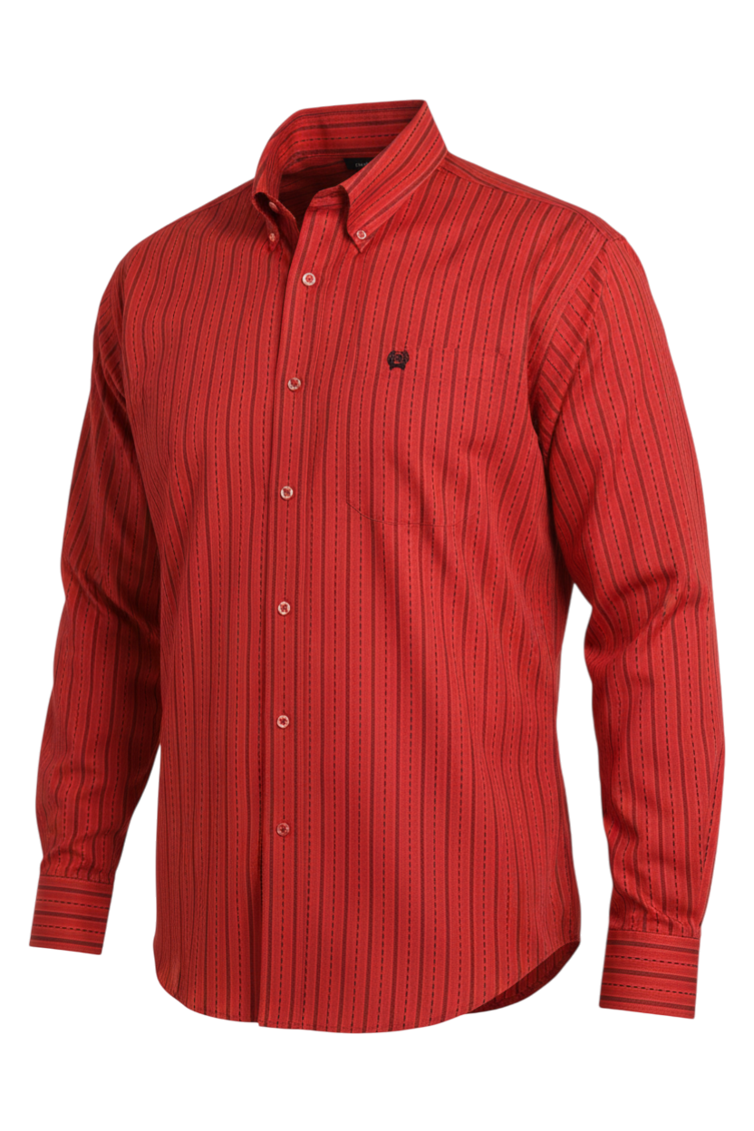 CINCH MEN'S STRIPE SHIRT - RED**FINAL SALE**
