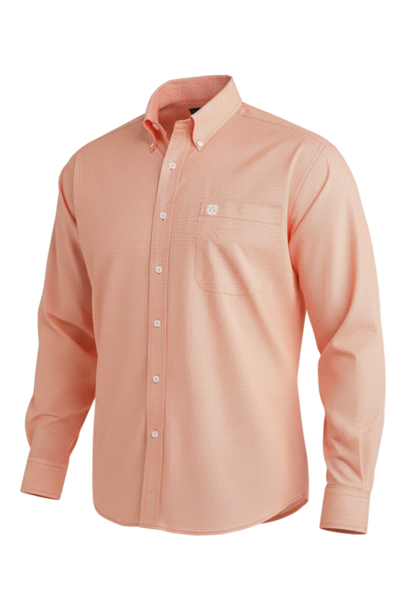 CINCH MENS LONG SLEEVE PRINT SHIRT - ORANGE