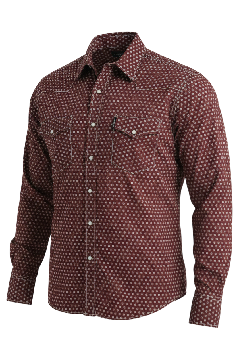 CINCH MEN'S PRINT WESTERN SHIRT - BURGUNDY