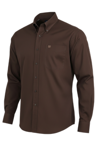 CINCH MENS LONG SLEEVE SOLID SHIRT - BROWN