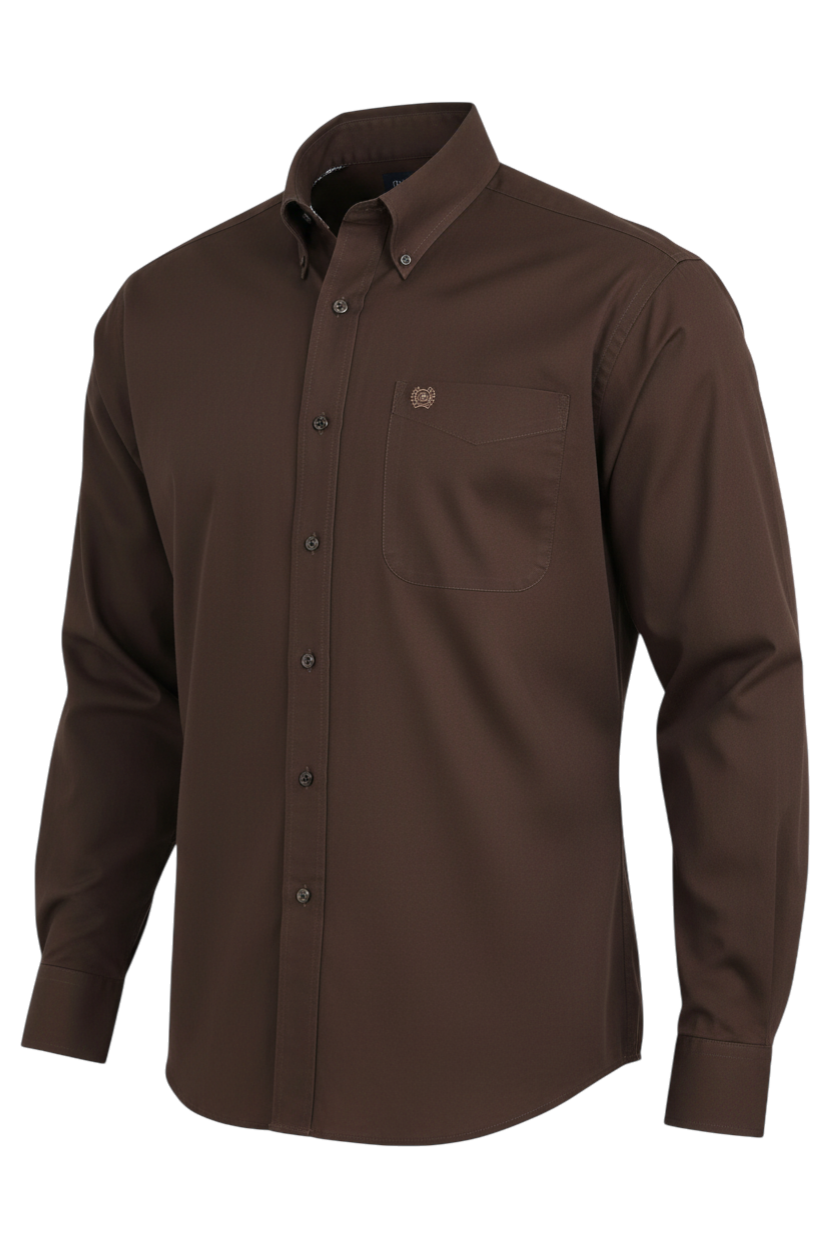 CINCH MENS LONG SLEEVE SOLID SHIRT - BROWN