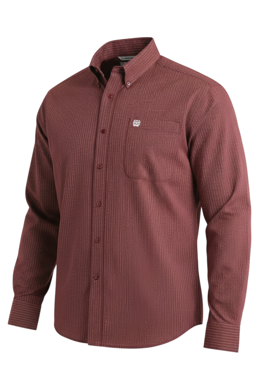 CINCH MEN'S STRIPE SHIRT - BURGUNDY**FINAL SALE**