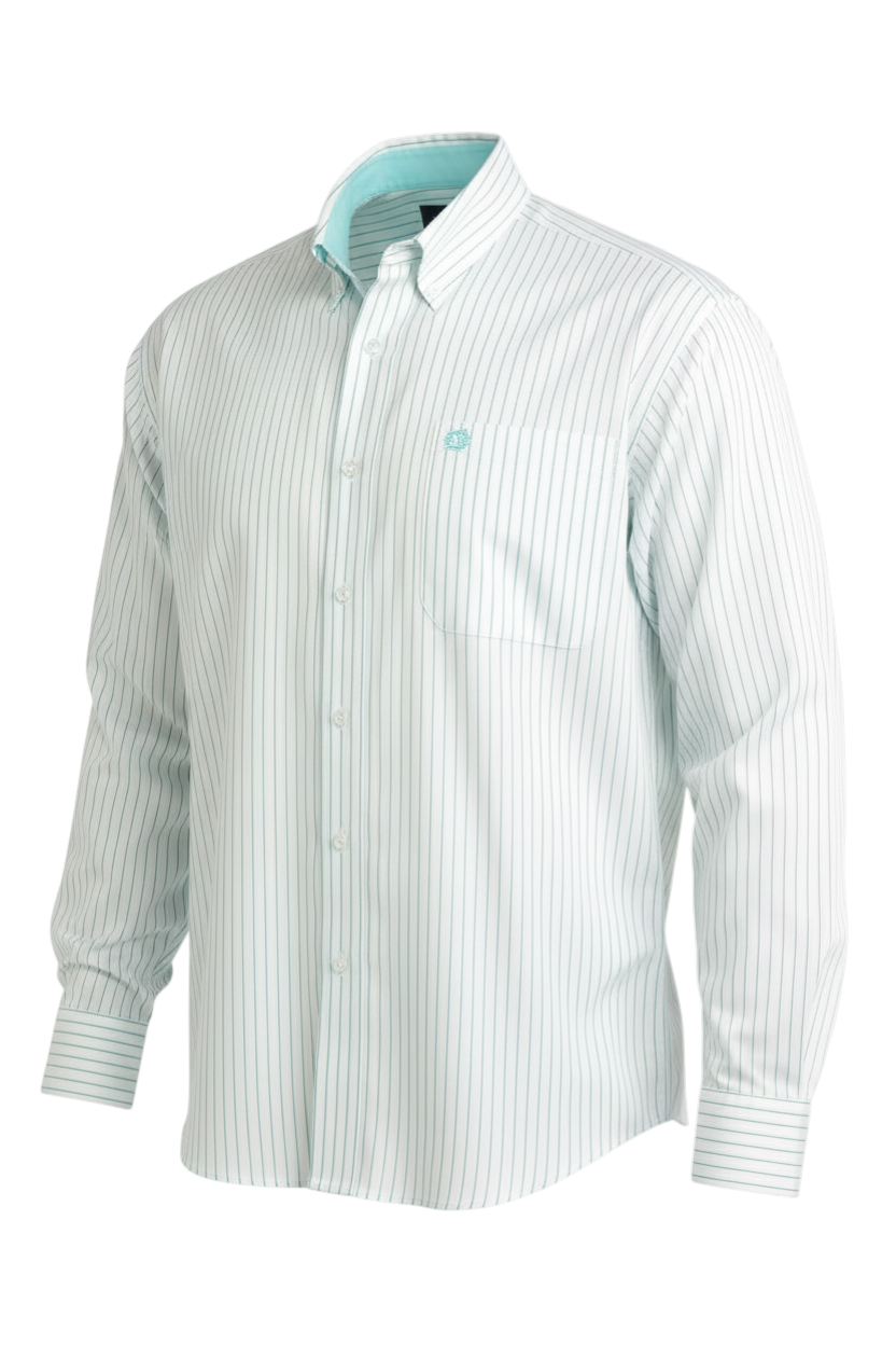 CINCH MENS LONG SLEEVE STRIPE SHIRT - WHITE