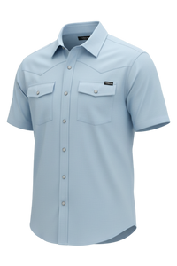 CINCH MENS SHORT SLEEVE CAMP SHIRT - BLUE
