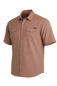 CINCH MENS SHORT SLEEVE CAMP SHIRT - BROWN