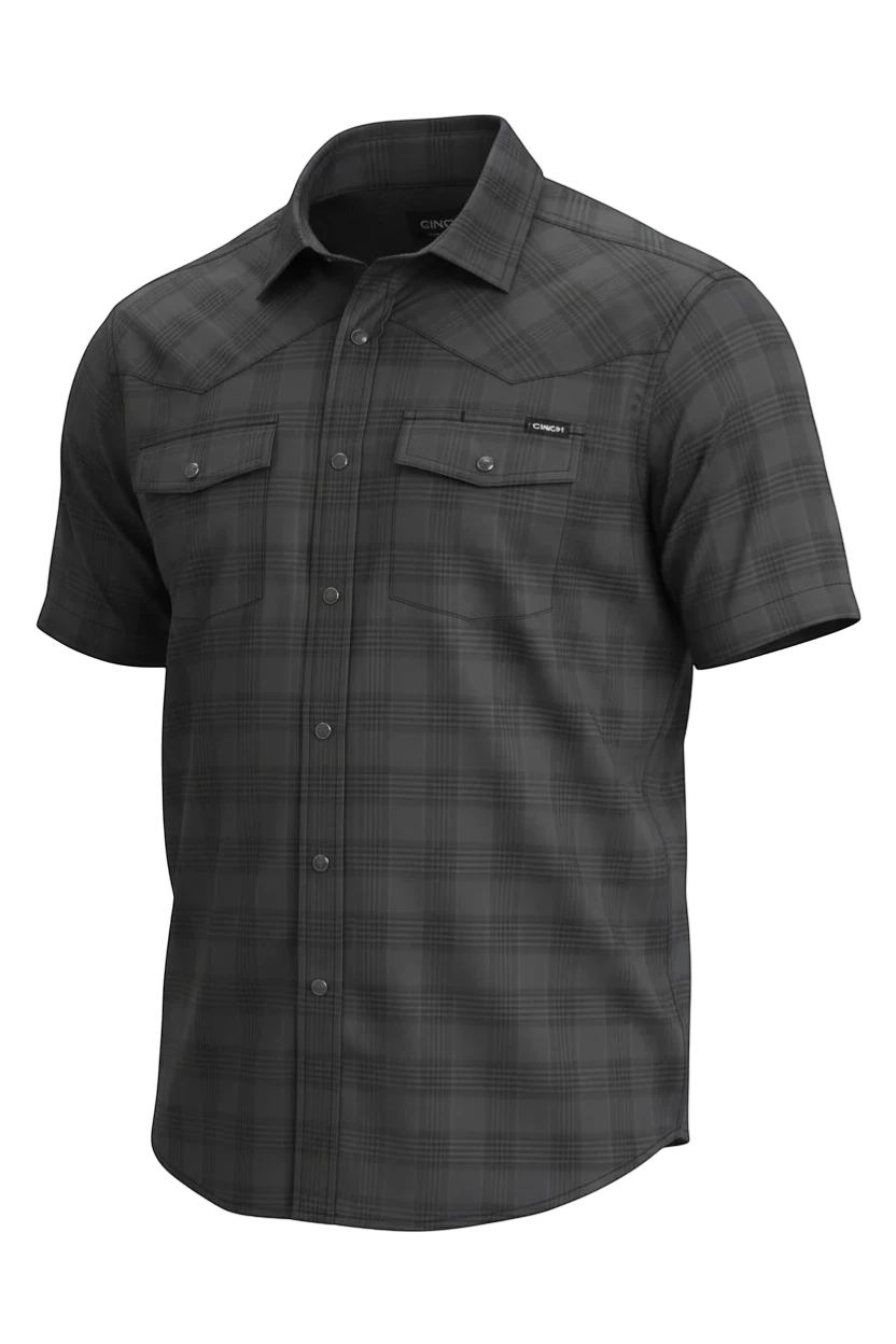 CINCH MENS SHORT SLEEVE CAMP SHIRT - BLACK