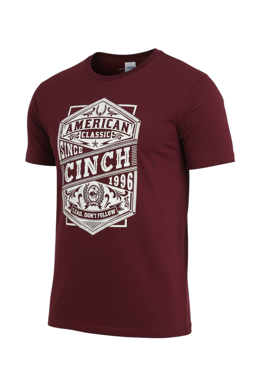 CINCH MEN'S T-SHIRT - BURGUNDY**FINAL SALE**