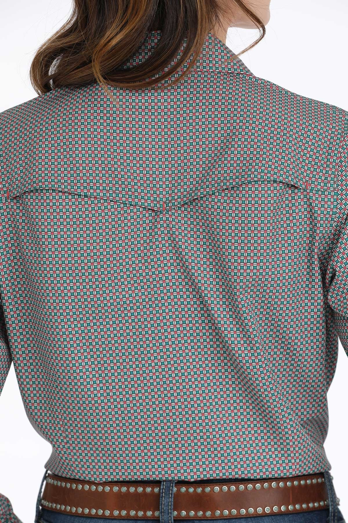 CINCH LADIES SNAP FRONT PRINT SHIRT - GREEN